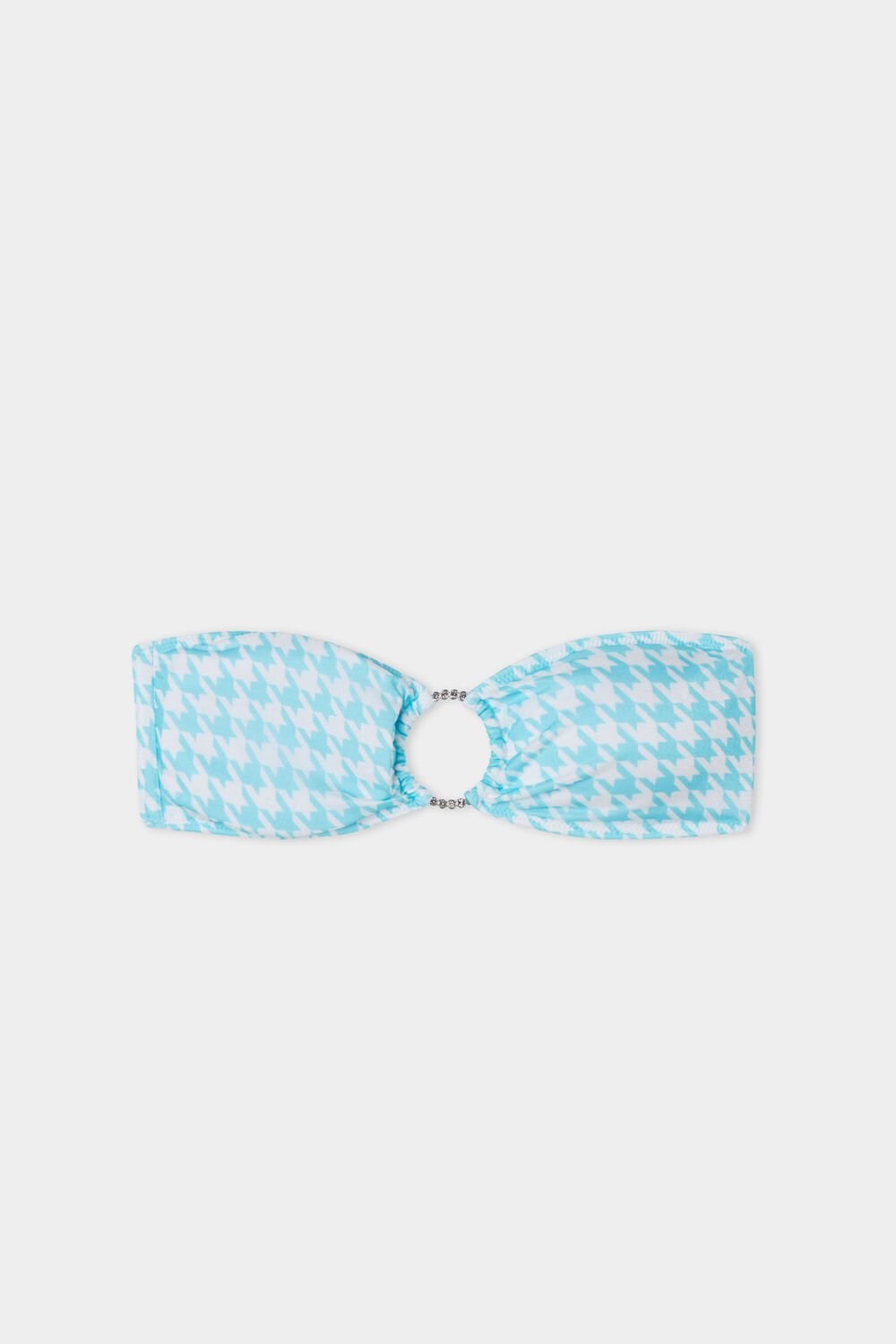 Blue White Houndstooth Print 514v Tezenis Sparkling Jewels Padded Bandeau Bikini Top | 248153-UFY