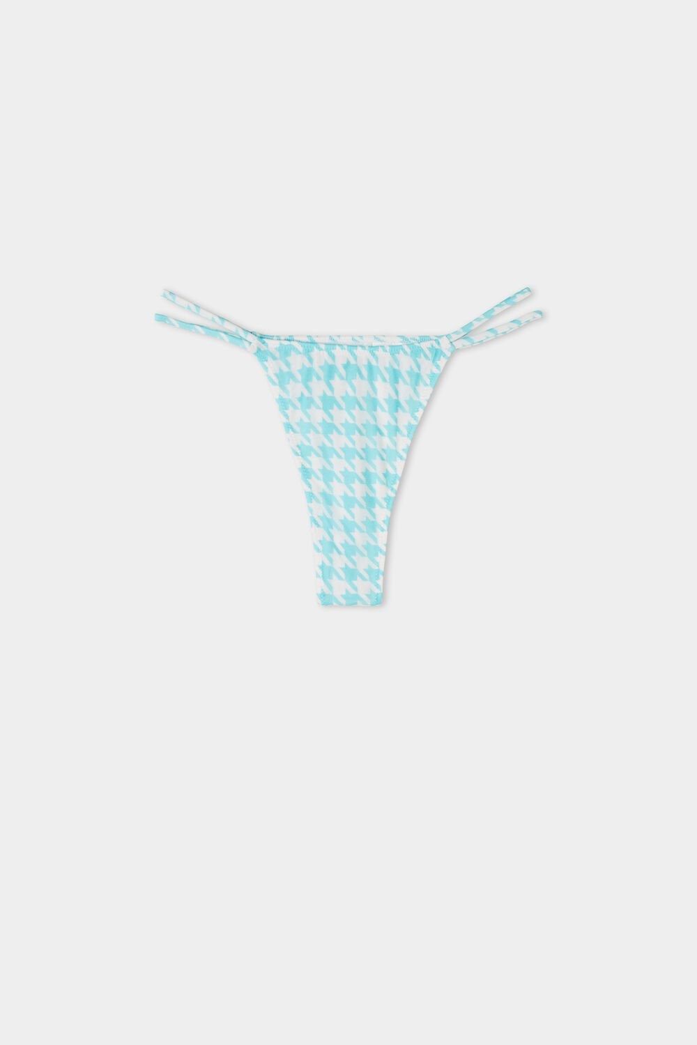 Blue White Houndstooth Print 514v Tezenis Sparkling Jewels String Thong Brazilian Bikini Bottoms | 962430-AGC