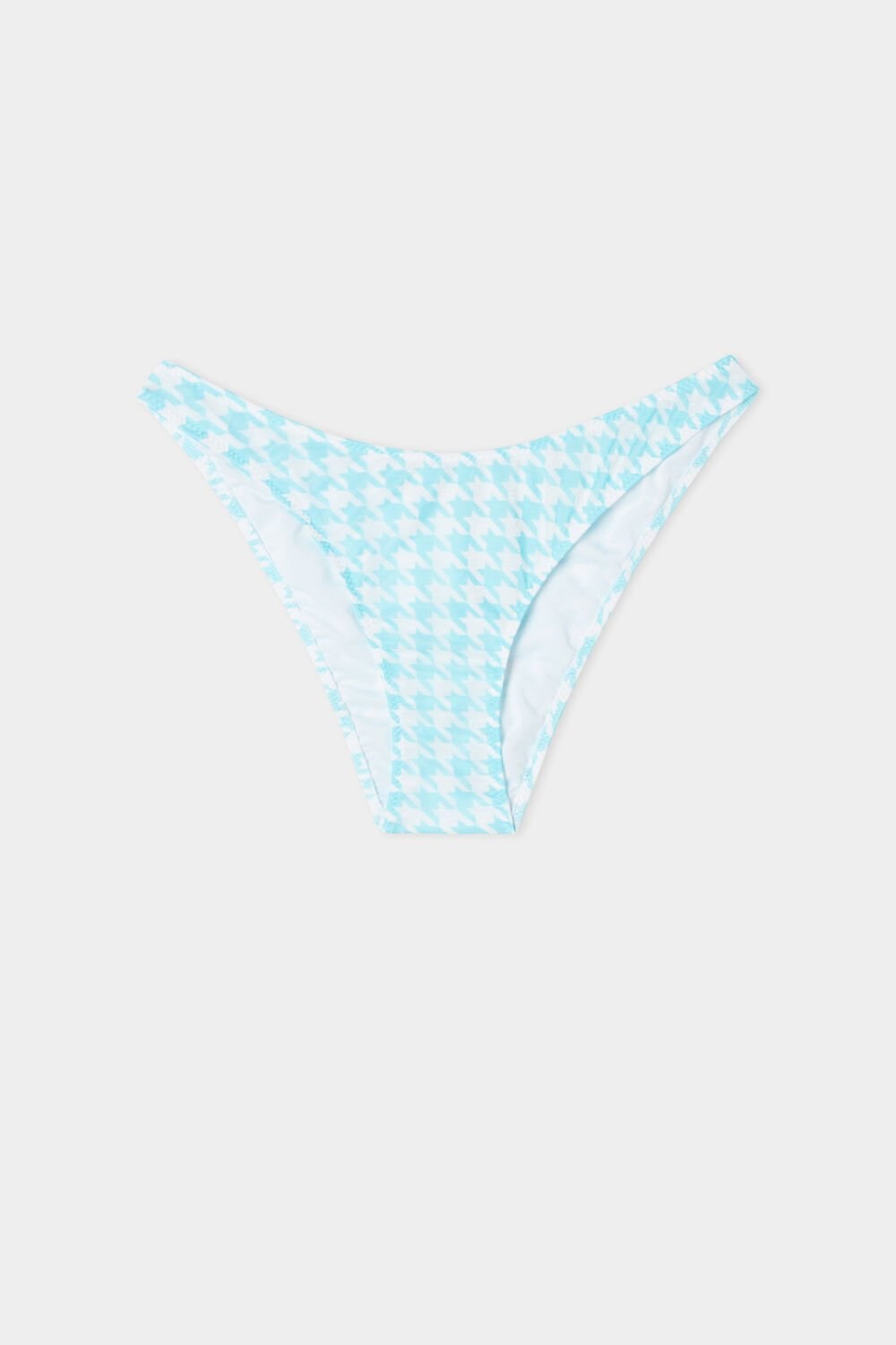 Blue White Houndstooth Print 514v Tezenis Sparkling Jewels Rounded High-Cut Bikini Bottoms | 983521-KJV