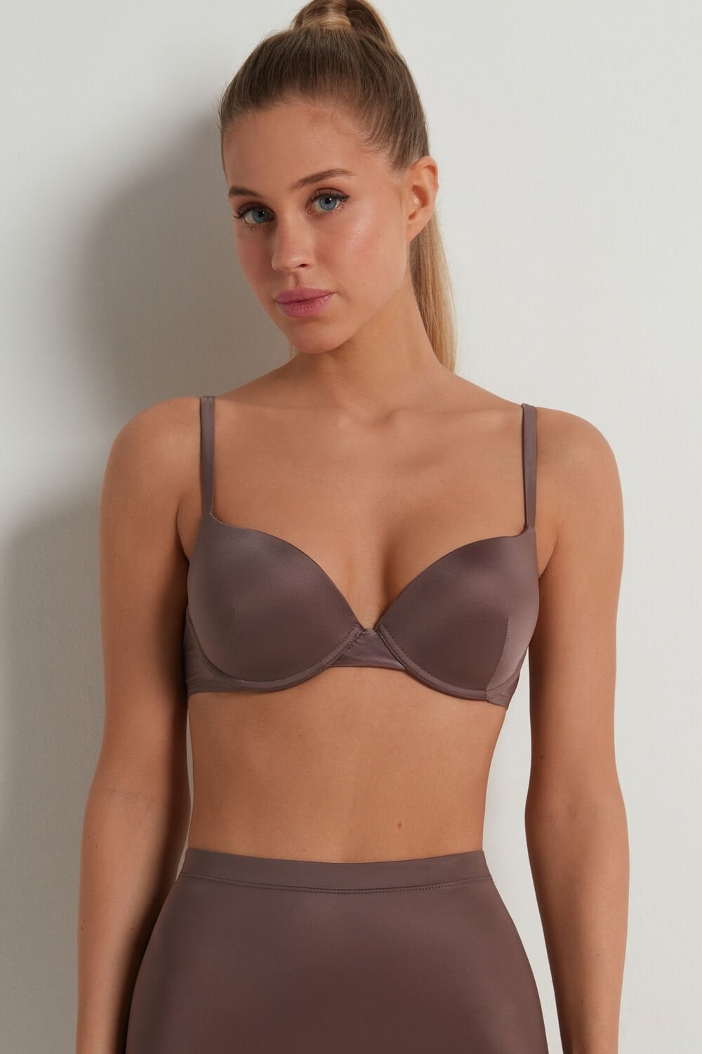 Brown Almond 808v Tezenis Ultralight Shaping Push-Up Bra | 695381-OKT