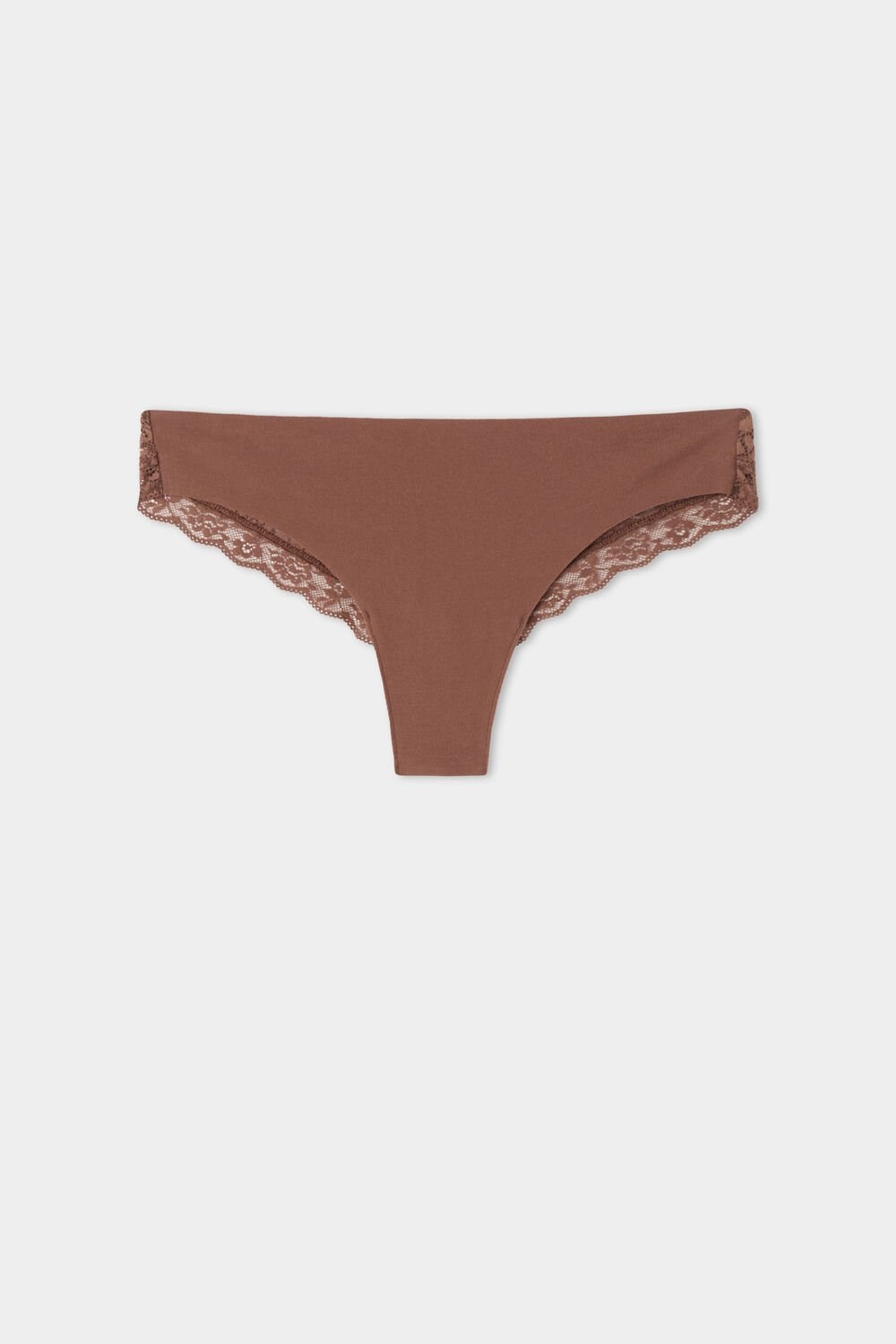 Brown Earth Brown 633v Tezenis Laser-Cut Cotton Recycled Lace Brazilian Panties | 452730-TRM