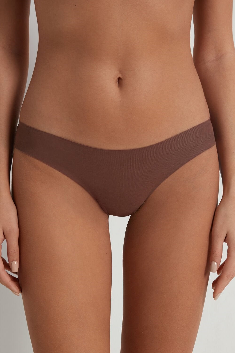 Brown Earth Brown 633v Tezenis Laser-Cut Cotton Recycled Lace Brazilian Panties | 452730-TRM