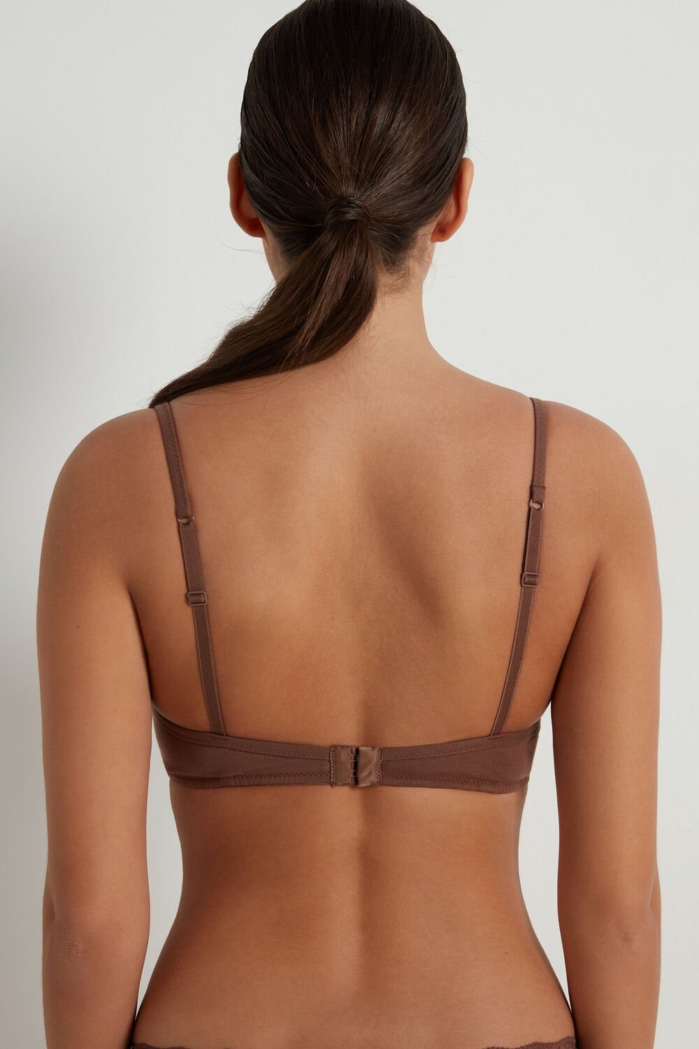 Brown Earth Brown 633v Tezenis London Non-Wired Padded Triangle Bralette in Cotton | 874902-ZMS