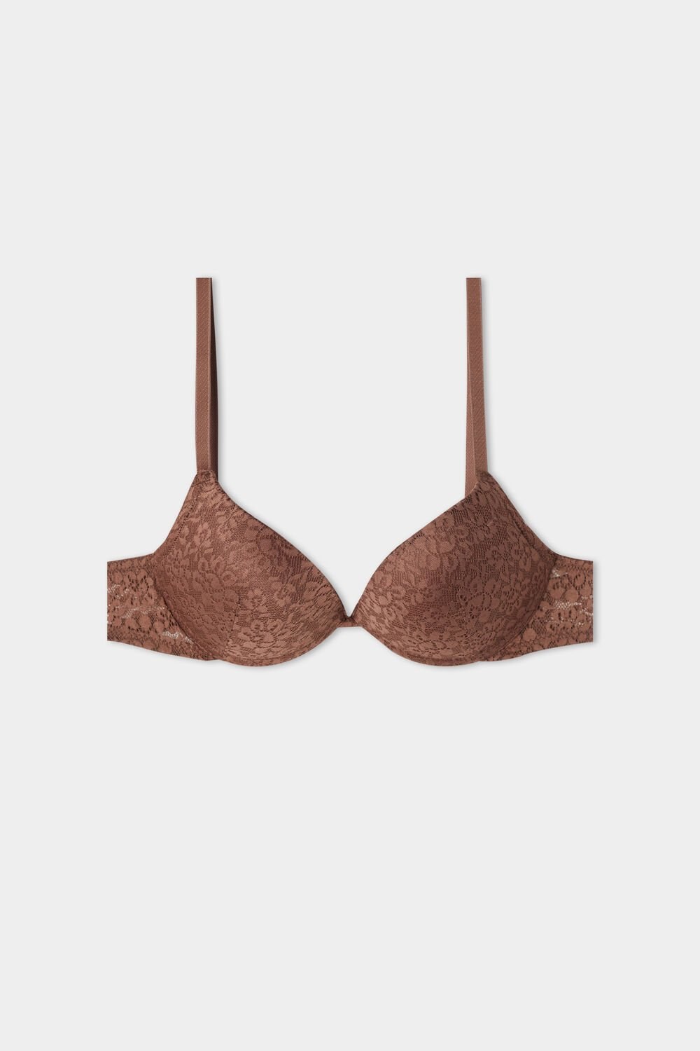 Brown Earth Brown 633v Tezenis Los Angeles Recycled Lace Super Push-Up Bra | 930814-UKS