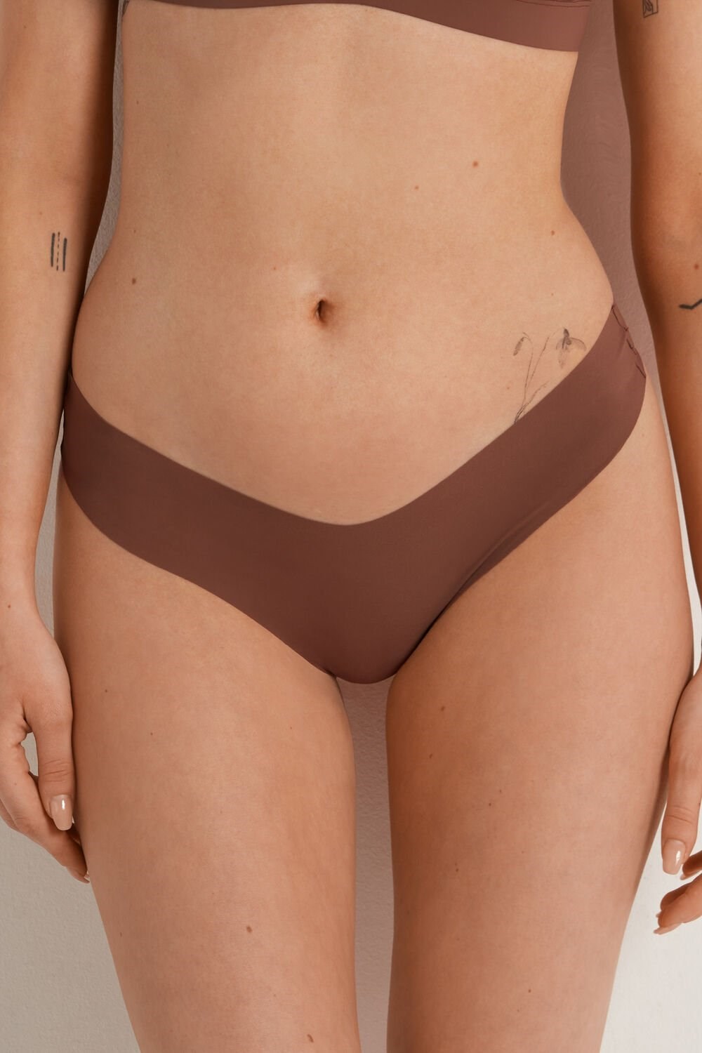 Brown Earth Brown 633v Tezenis Microfiber V-Shaped Laser-Cut Brazilian Panties | 758930-TUX