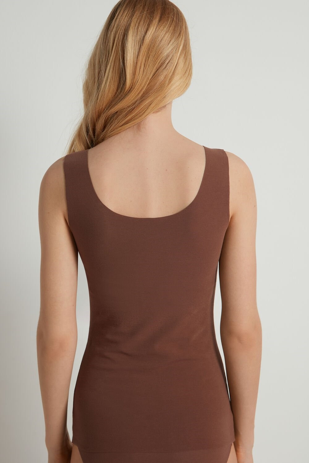 Brown Earth Brown 633v Tezenis Raw-Cut Cotton Camisole | 708395-PEX