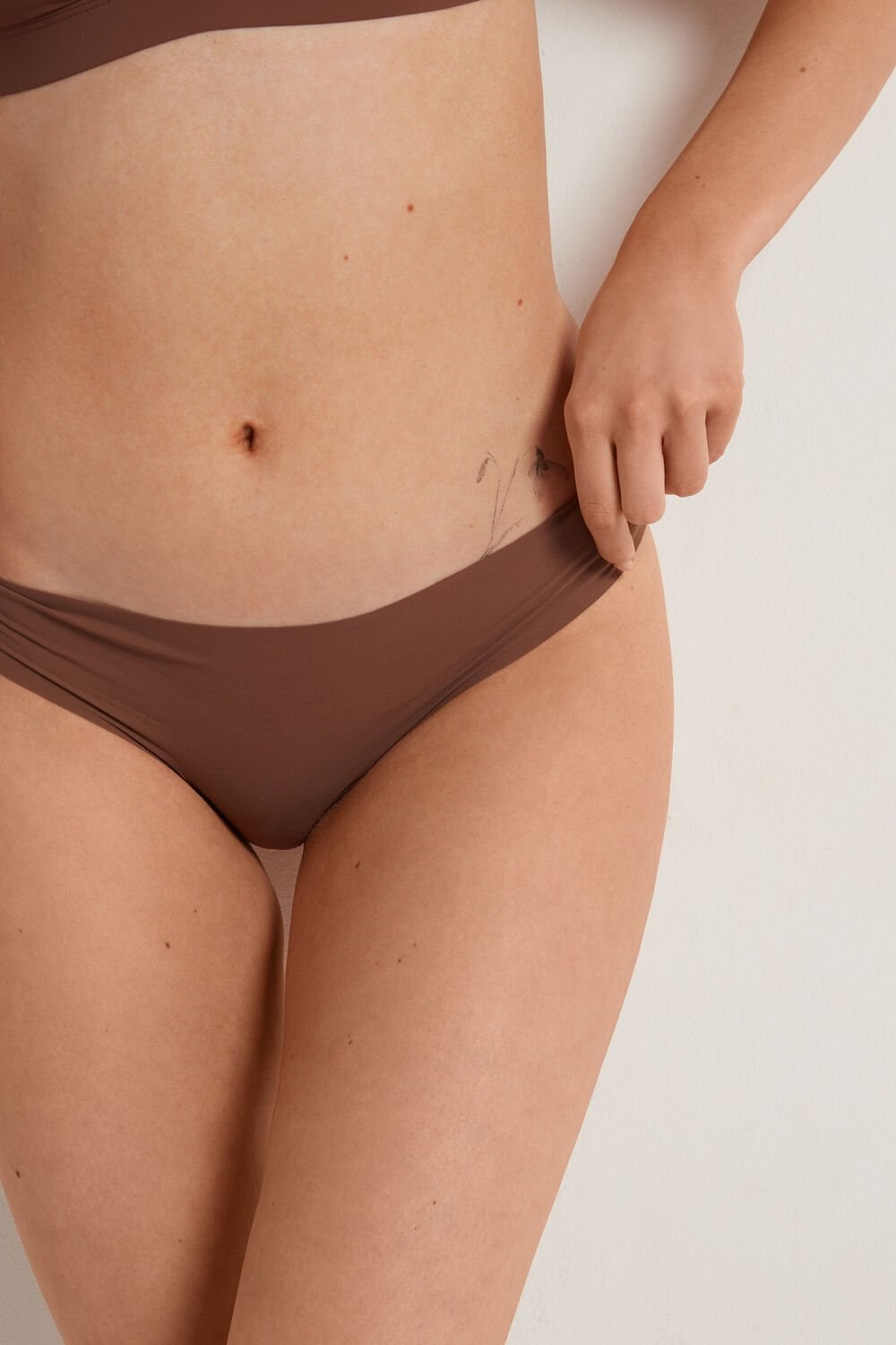 Brown Earth Brown 633v Tezenis Raw-Edge Microfiber Cheeky | 867253-CVT