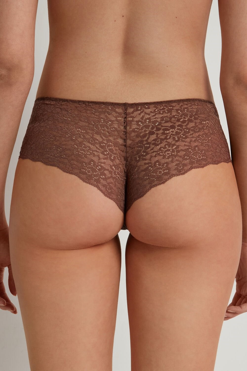 Brown Earth Brown 633v Tezenis Recycled Lace Boyshorts | 064312-NFU