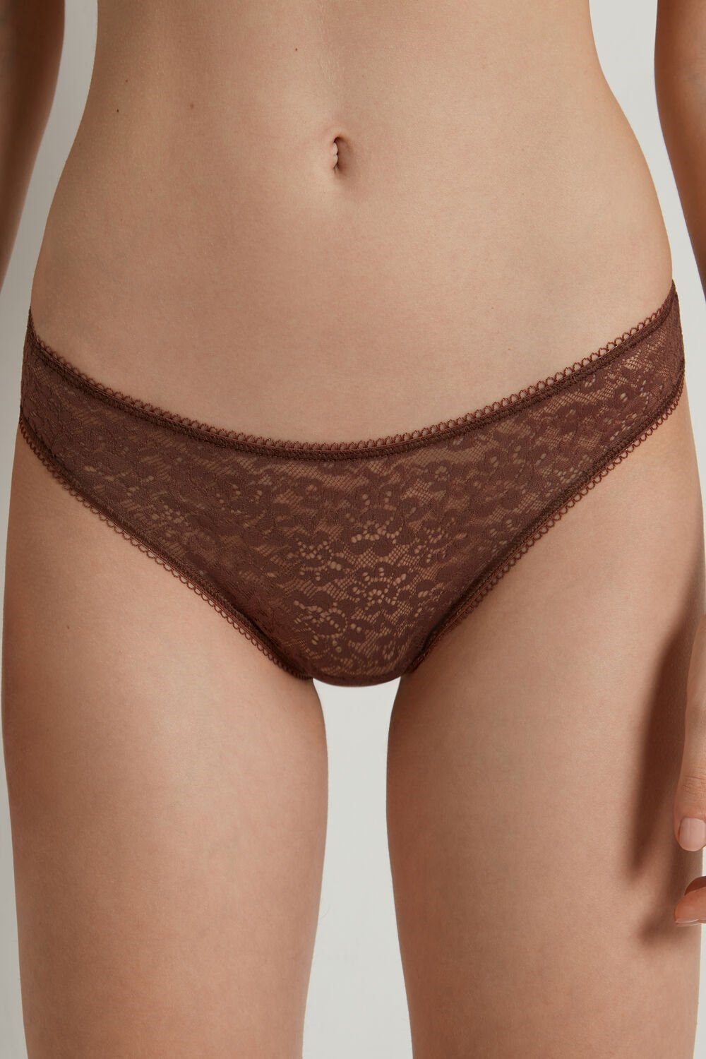 Brown Earth Brown 633v Tezenis Recycled Lace Brazilian Panties | 193482-TOU