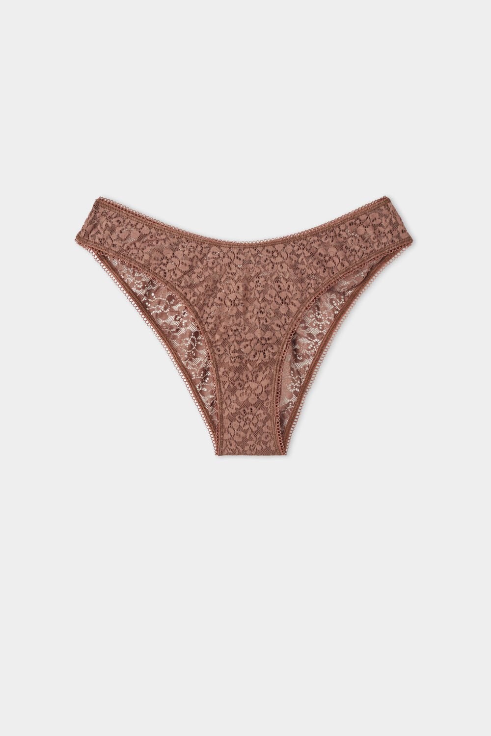 Brown Earth Brown 633v Tezenis Recycled Lace High-Cut Panties | 706185-OSU