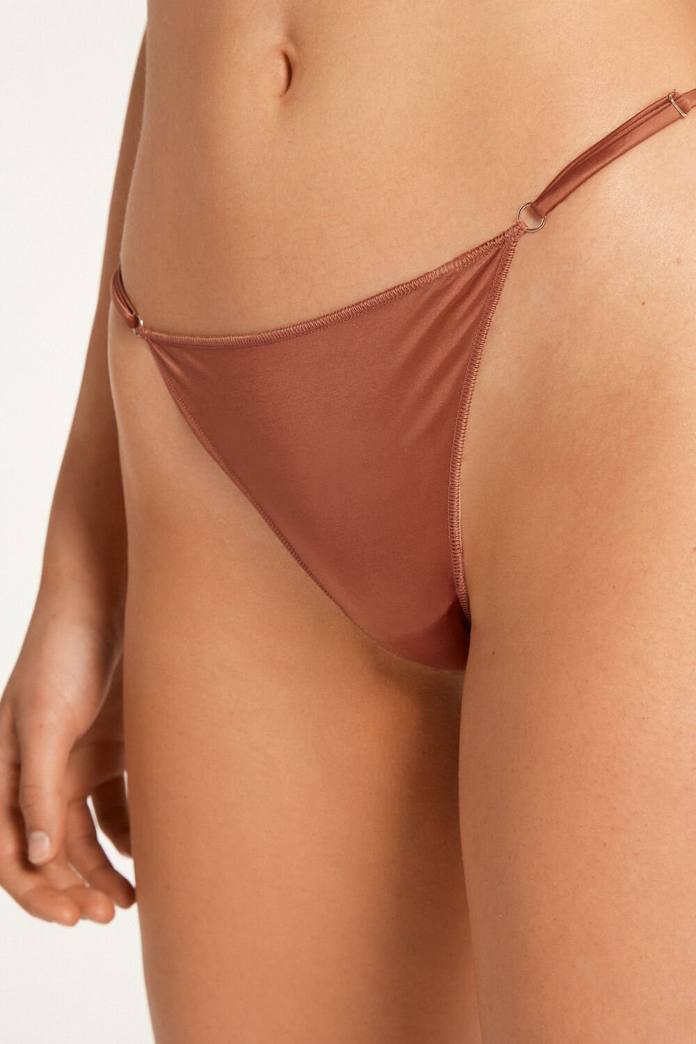 Brown Medium Brown 545v Tezenis High-Cut Thong with Adjustable Sides | 729405-UQG