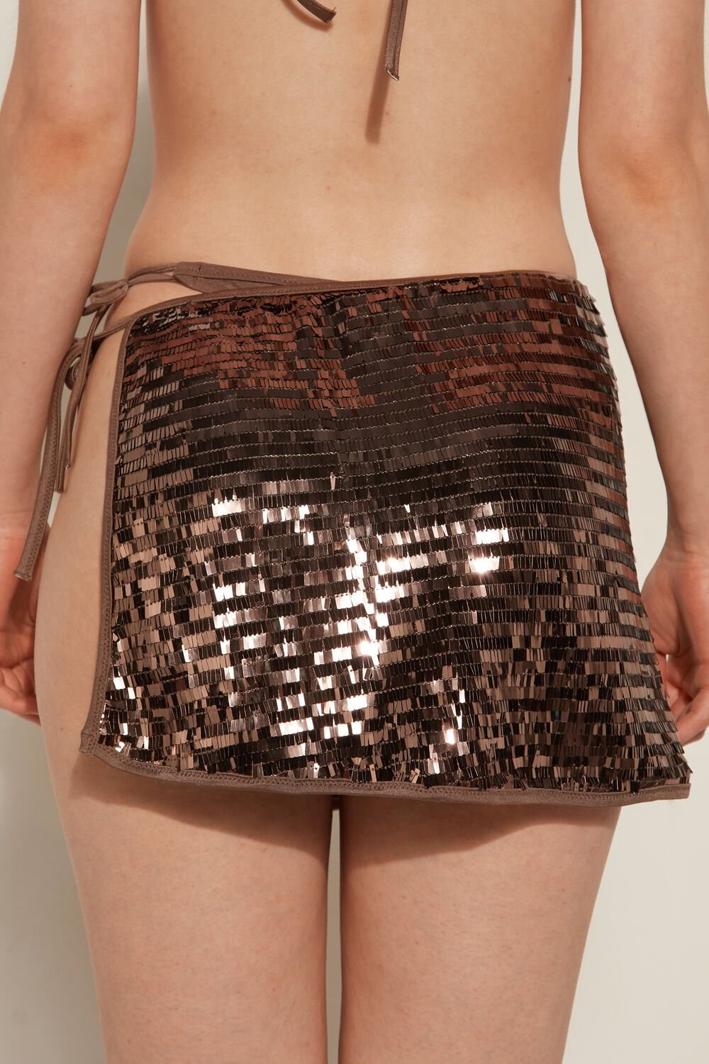 Brown Sand Brown 544v Tezenis Riviera Sequin Pareo Mini Skirt | 051936-CTV