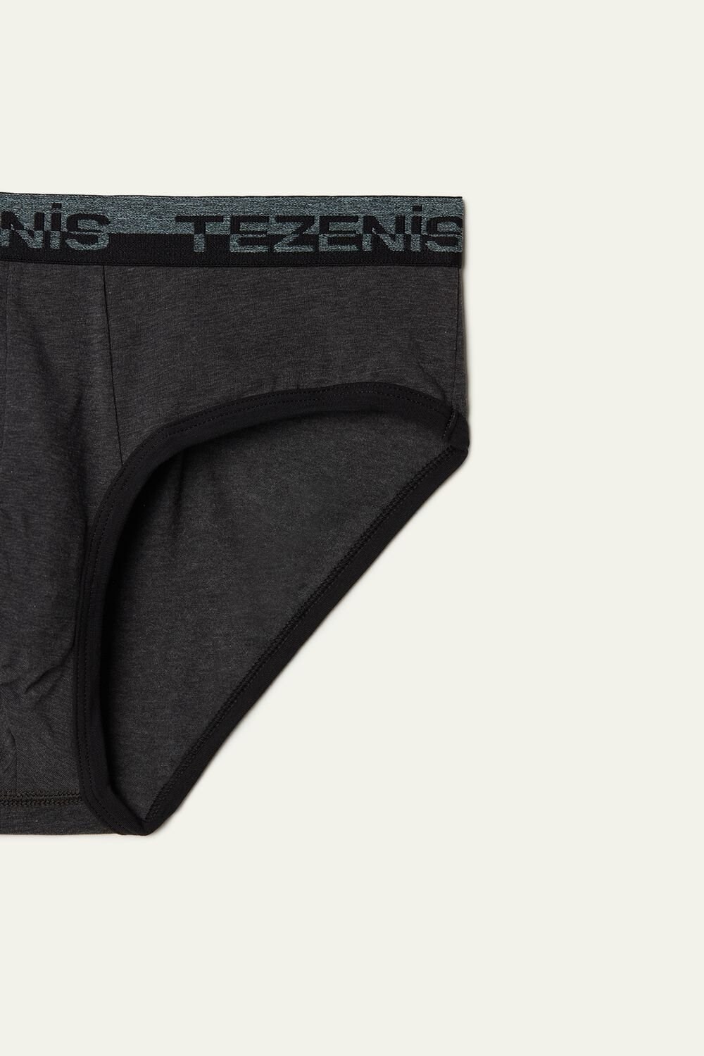 Dark Grey Dark Gray Heather/Black 6540 Tezenis Cotton Briefs with Logo Elastic Band | 167238-CAS