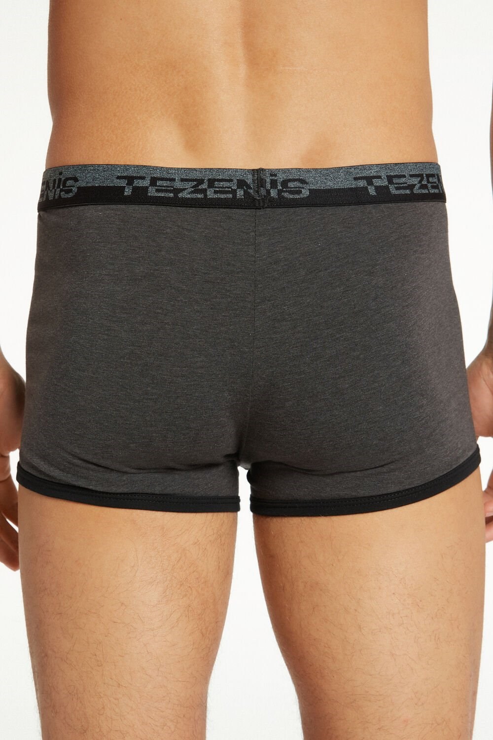 Dark Grey Dark Gray Heather/Black 6540 Tezenis Cotton Boxers with Logo Elastic Band | 689132-YCW