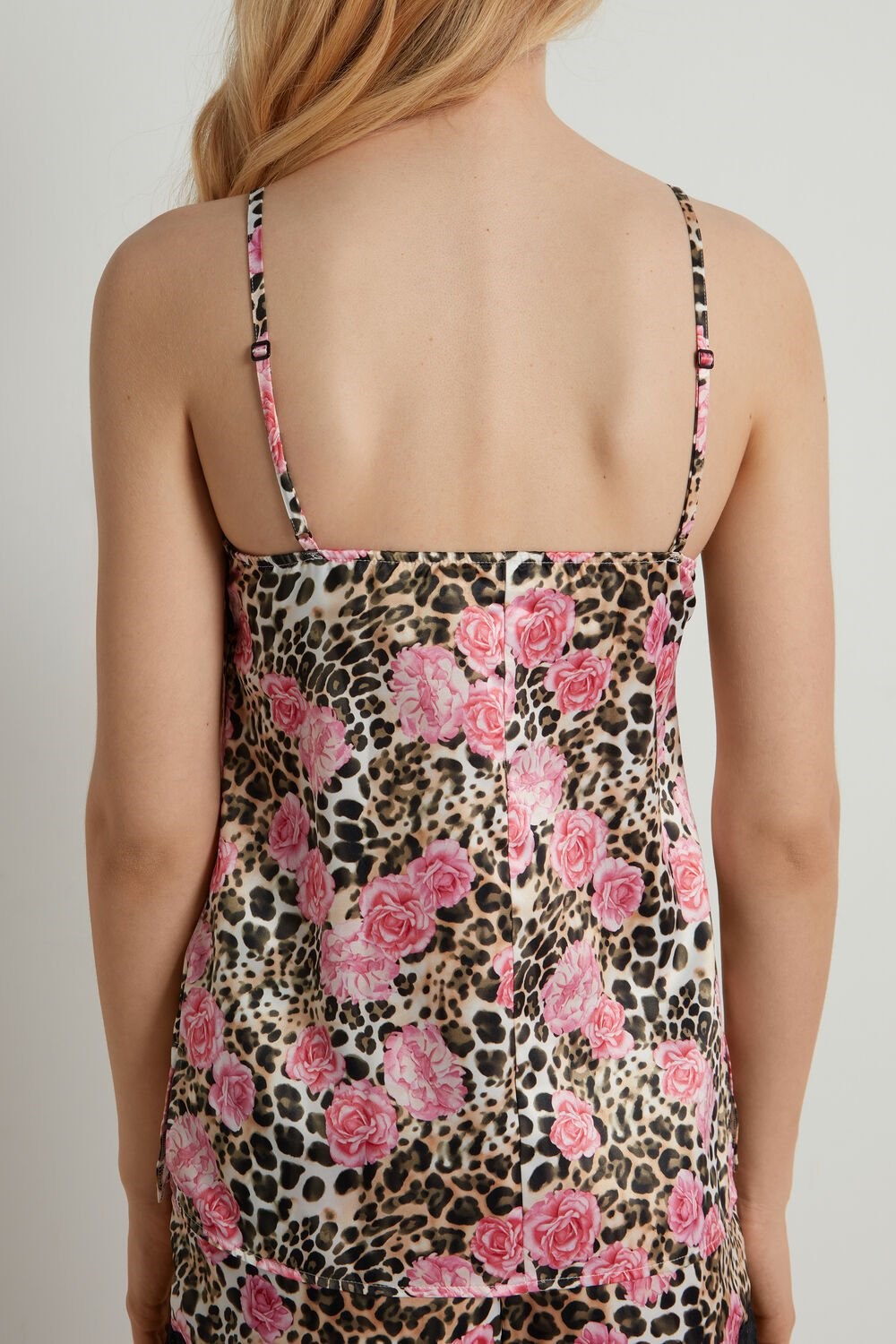 Floral Animal-print Rose Print 600v Tezenis Satin and Lace Tank Top | 672849-AEX