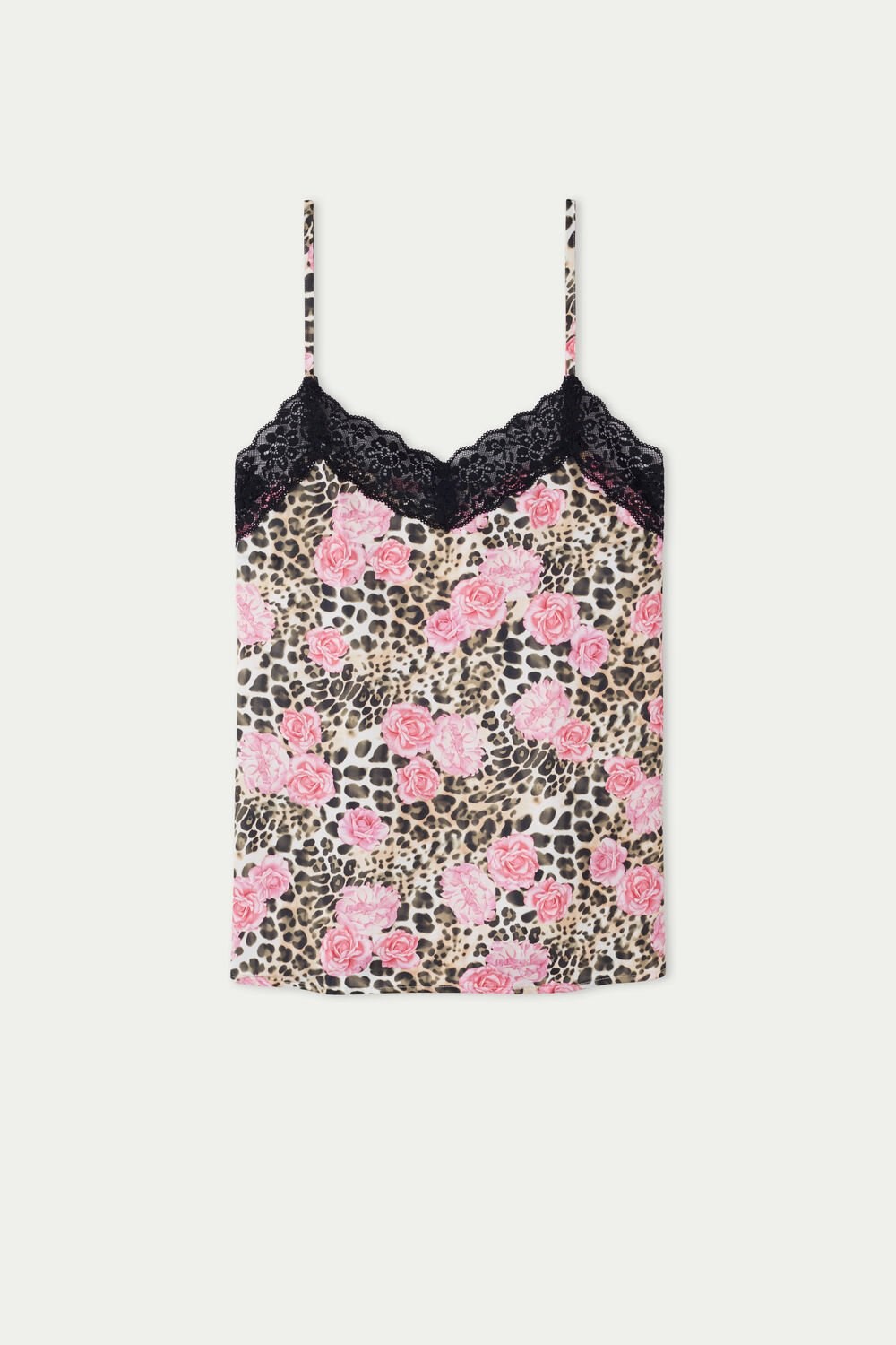 Floral Animal-print Rose Print 600v Tezenis Satin and Lace Tank Top | 672849-AEX