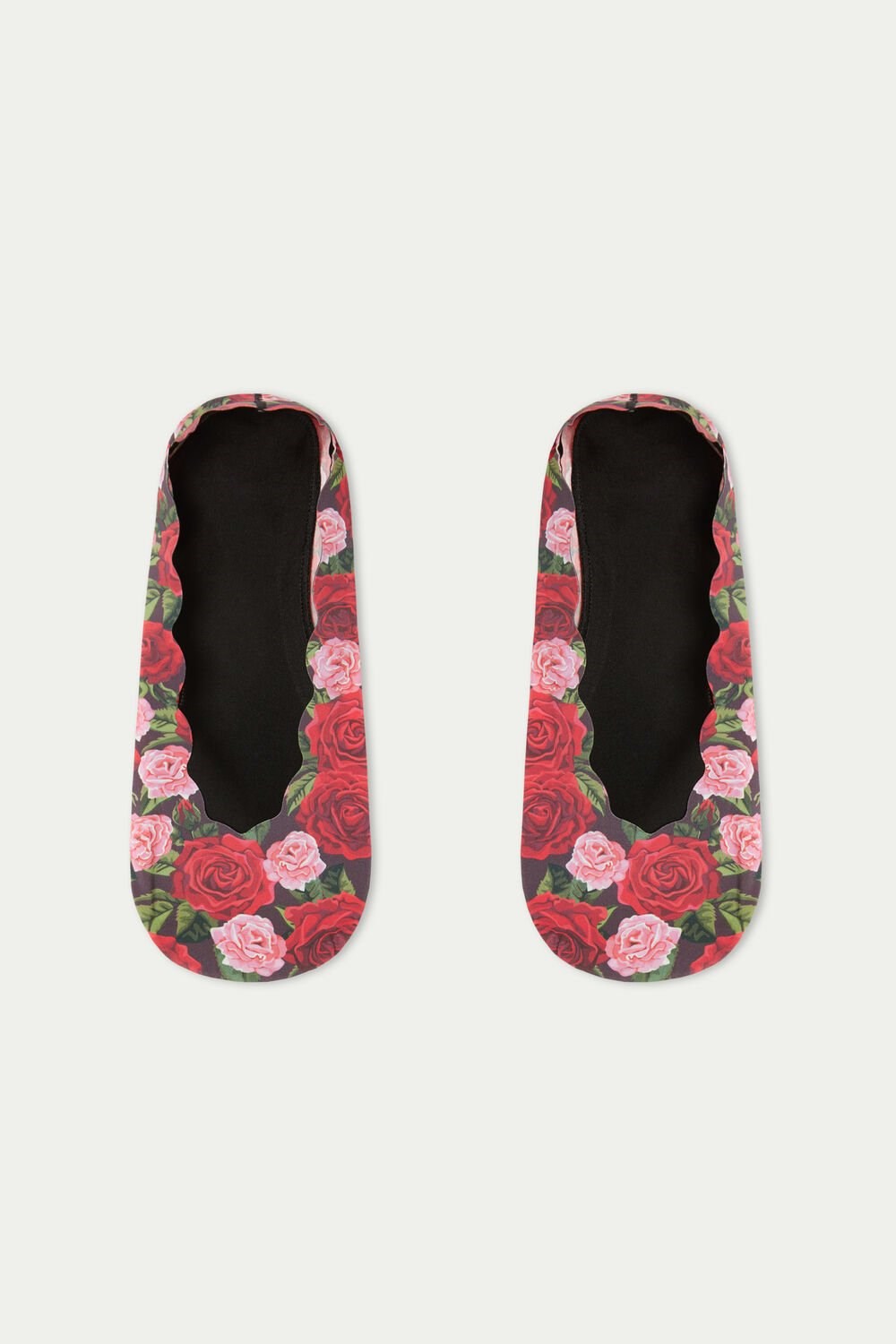 Floral Black Rose Scalloping 486v Tezenis Fancy Cotton Shoe Liners | 654972-UWE