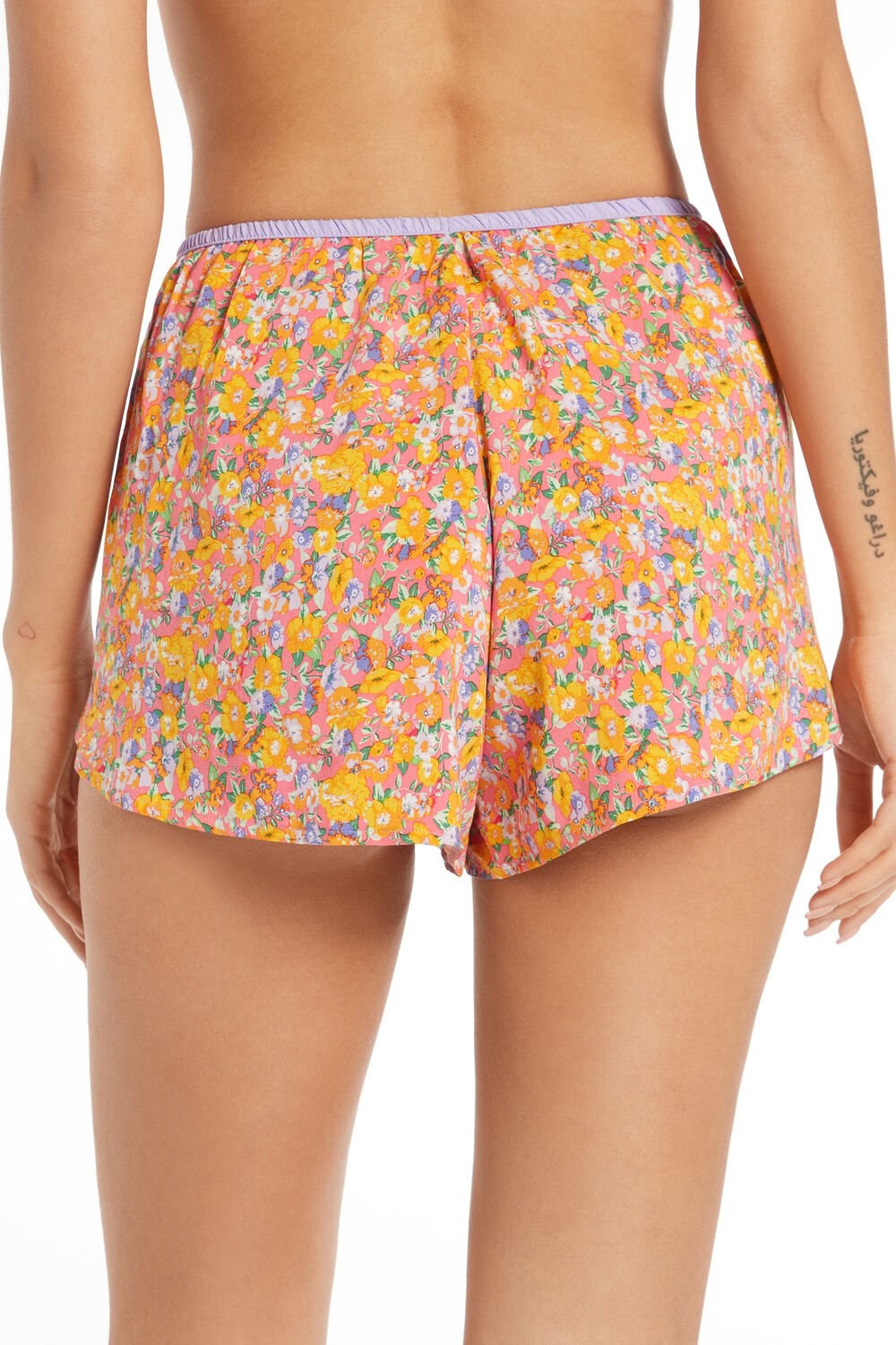 Floral Colorful Floral Print 576v Tezenis Viscose Fabric Shorts | 012563-QRJ