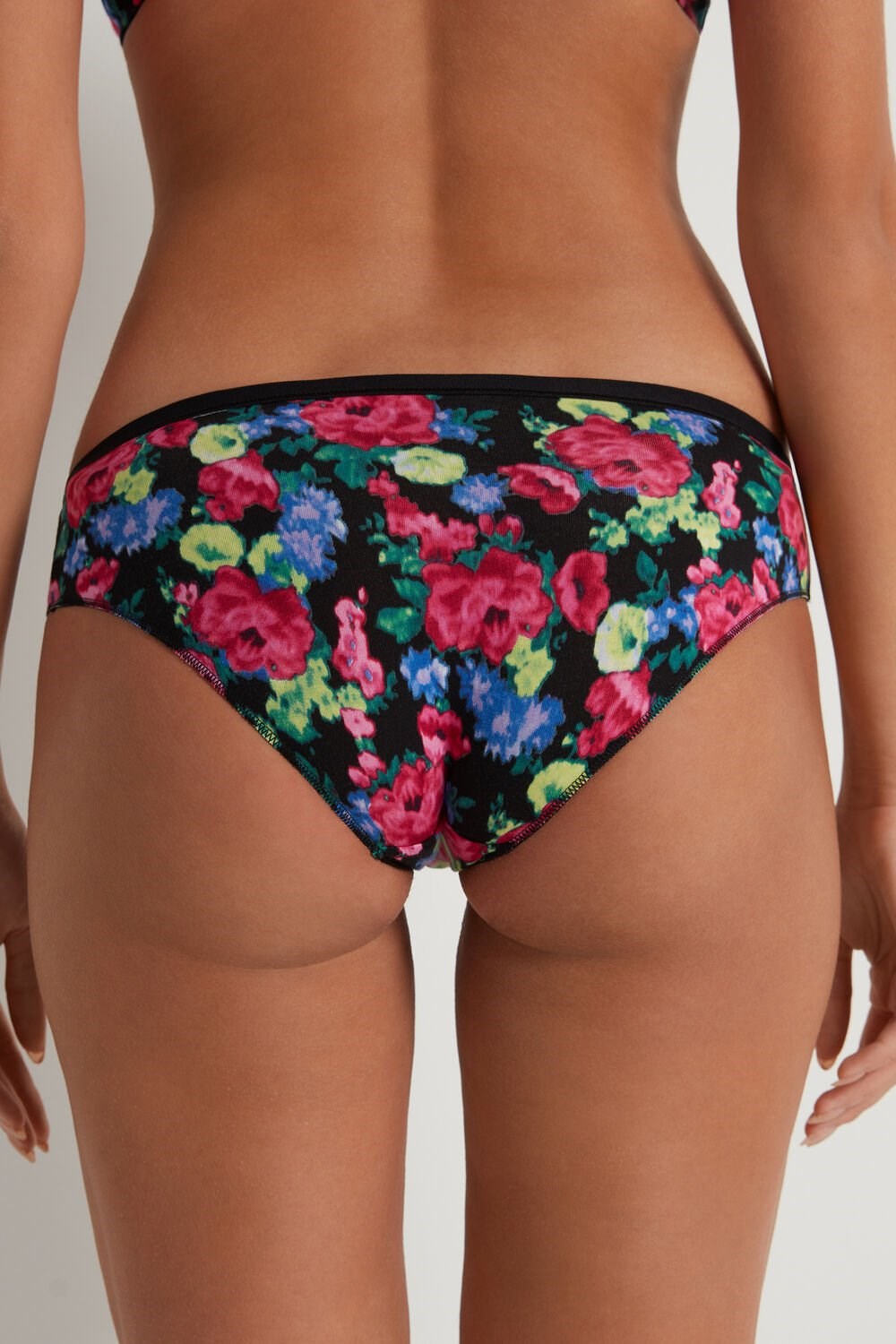 Floral Faded Black Floral Print 274v Tezenis Printed Cotton Panties | 152368-YZW