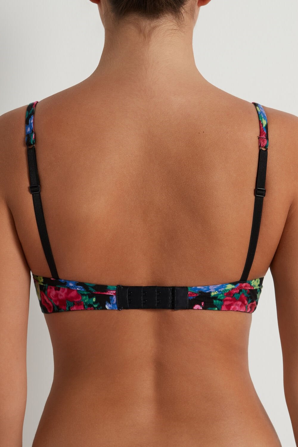 Floral Faded Black Floral Print 274v Tezenis Athens Printed Push-Up Bra | 682907-MRK