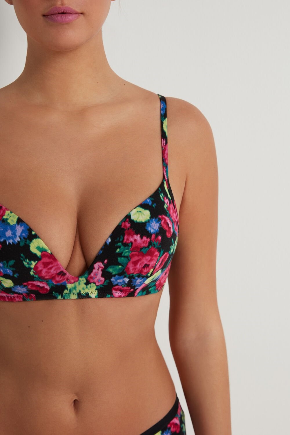 Floral Faded Black Floral Print 274v Tezenis London Bra in Printed Cotton | 784651-VKF