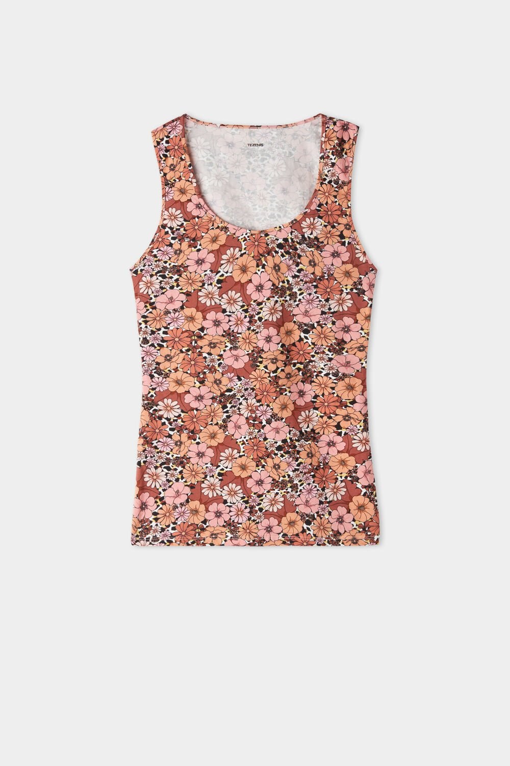 Floral Floral Animal Print 581v Tezenis Rounded V-Neck Cotton Tank Top | 948631-XUO