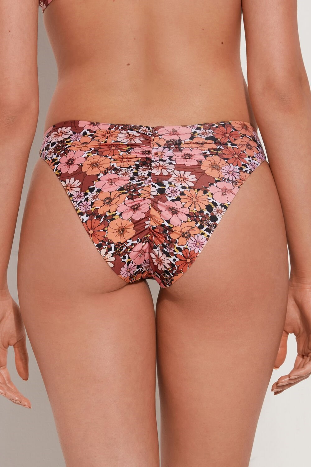 Floral Floral Animal Print 581v Tezenis Flower Animal Print Knotted Ruched Bikini Bottoms | 970124-ZOM