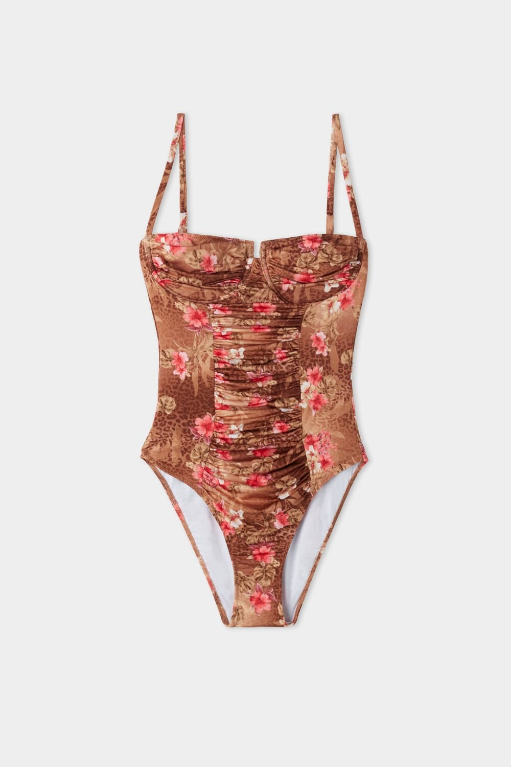 Floral New Jungle Print 746v Tezenis Aloha Jungle One-Piece Balconette Swimsuit | 356129-NMK