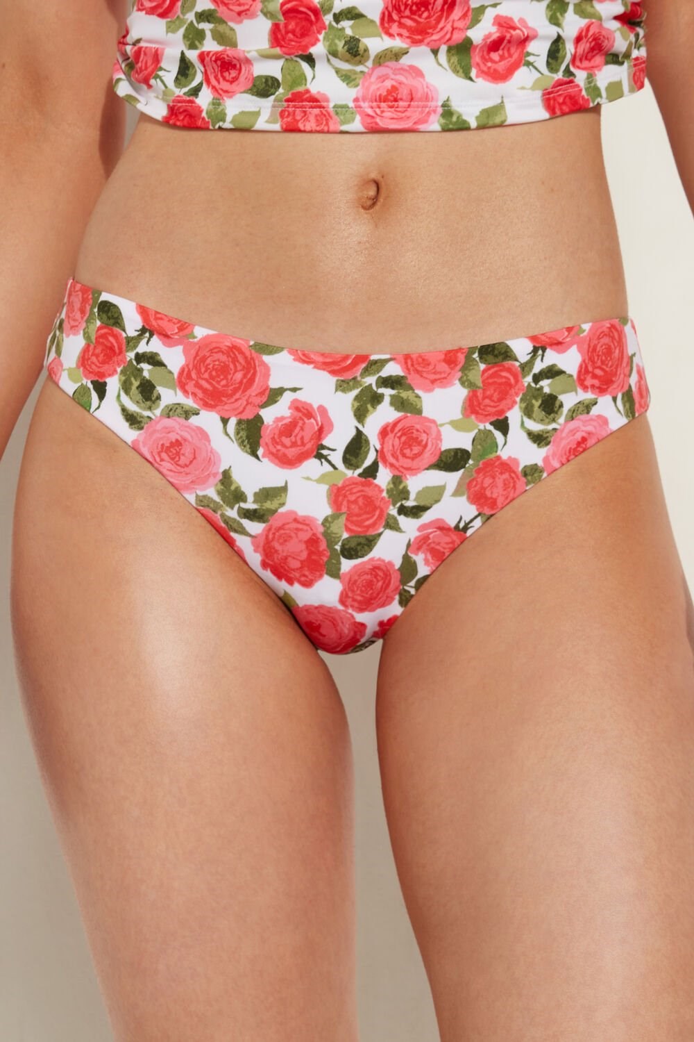 Floral Romantic Rose Print 598v Tezenis Romantic Roses Classic Bikini Bottoms | 568702-NVJ