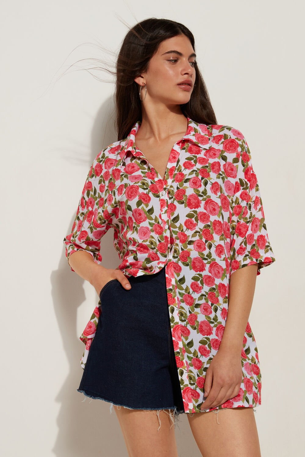 Floral Romantic Rose Print 598v Tezenis Half-sleeve Cloth Shirt | 710963-SGJ