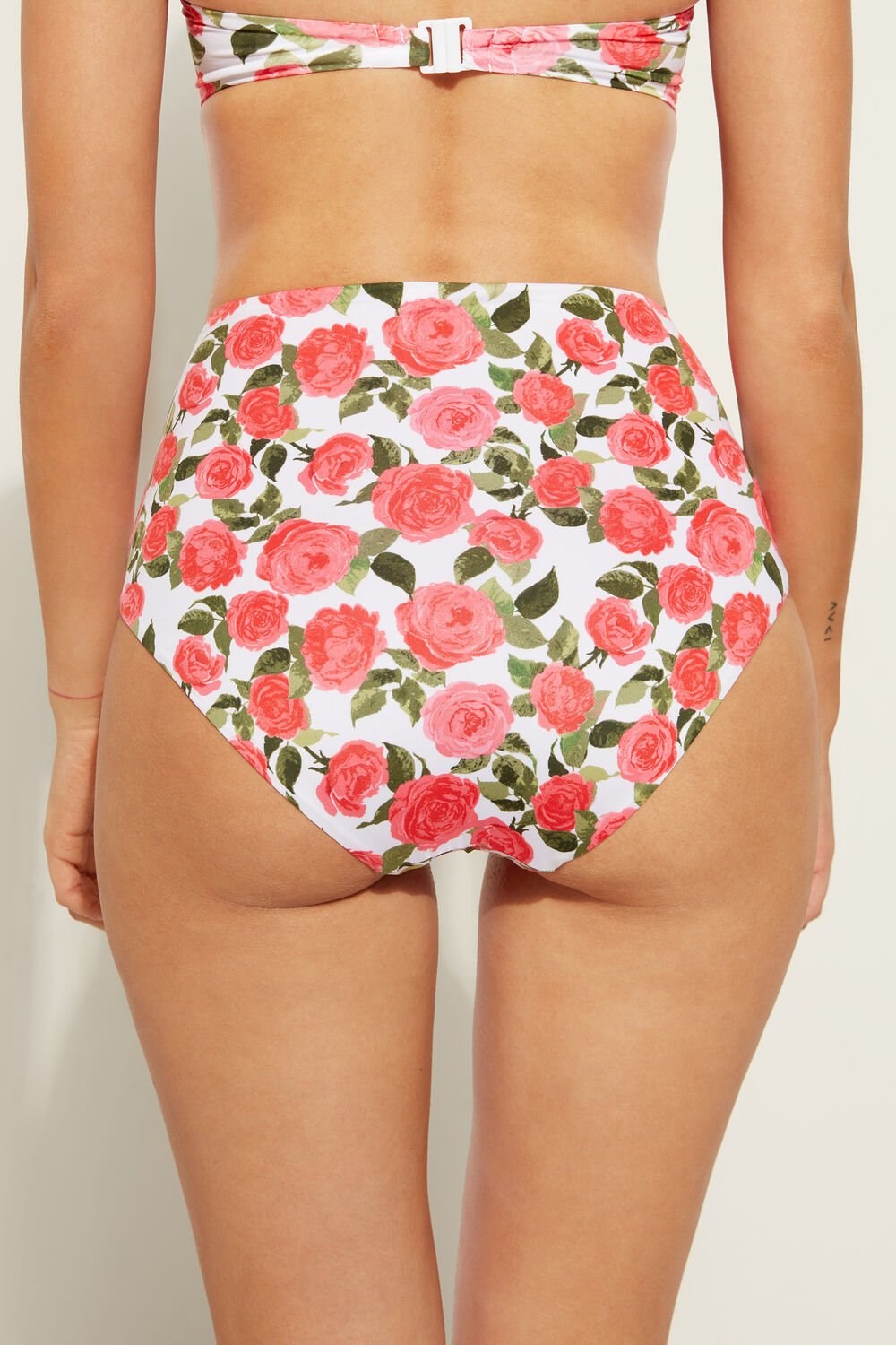 Floral Romantic Rose Print 598v Tezenis Romantic Roses High-Waisted Bikini Bottoms | 968042-PHR