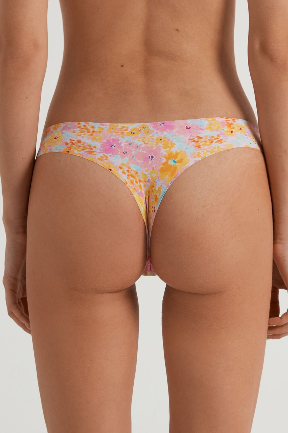 Floral Spring Flowers Print 302v Tezenis Raw Edge Brazilian Brief in Printed Microfiber | 590832-GFQ