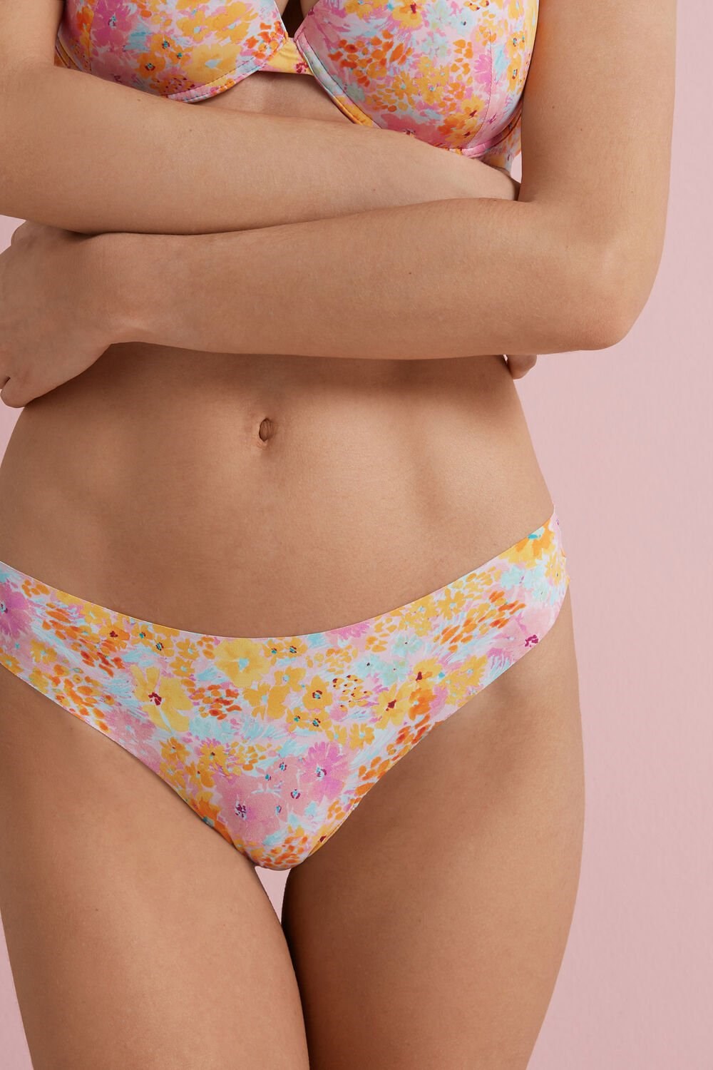 Floral Spring Flowers Print 302v Tezenis Raw Edge Brazilian Brief in Printed Microfiber | 590832-GFQ