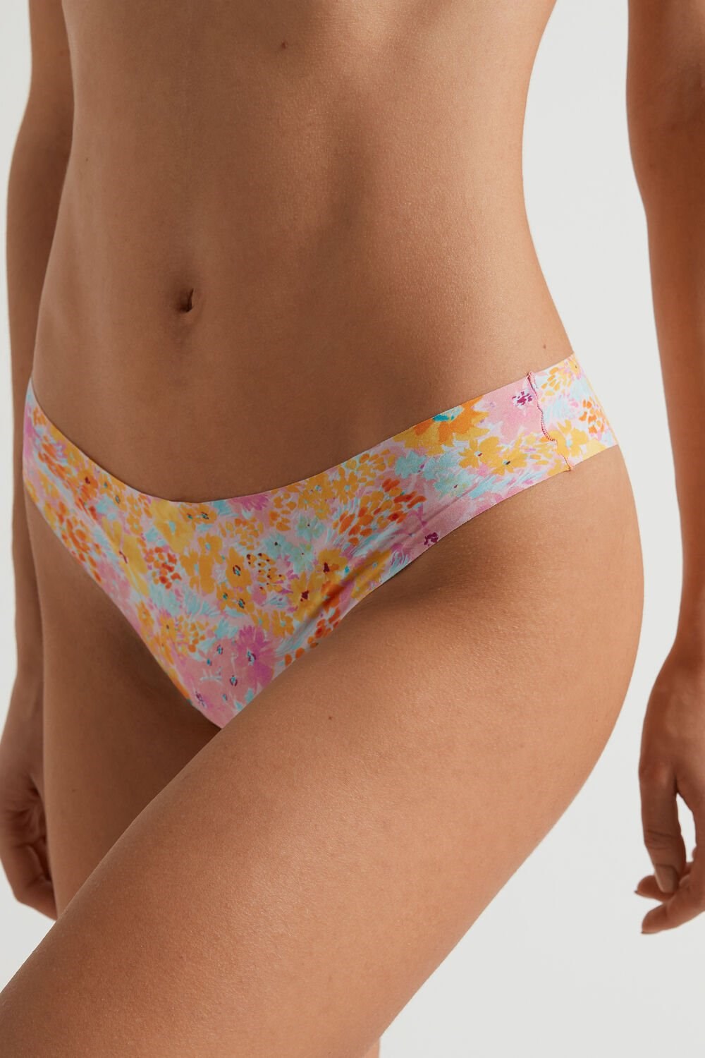 Floral Spring Flowers Print 302v Tezenis Raw Edge Brazilian Brief in Printed Microfiber | 590832-GFQ