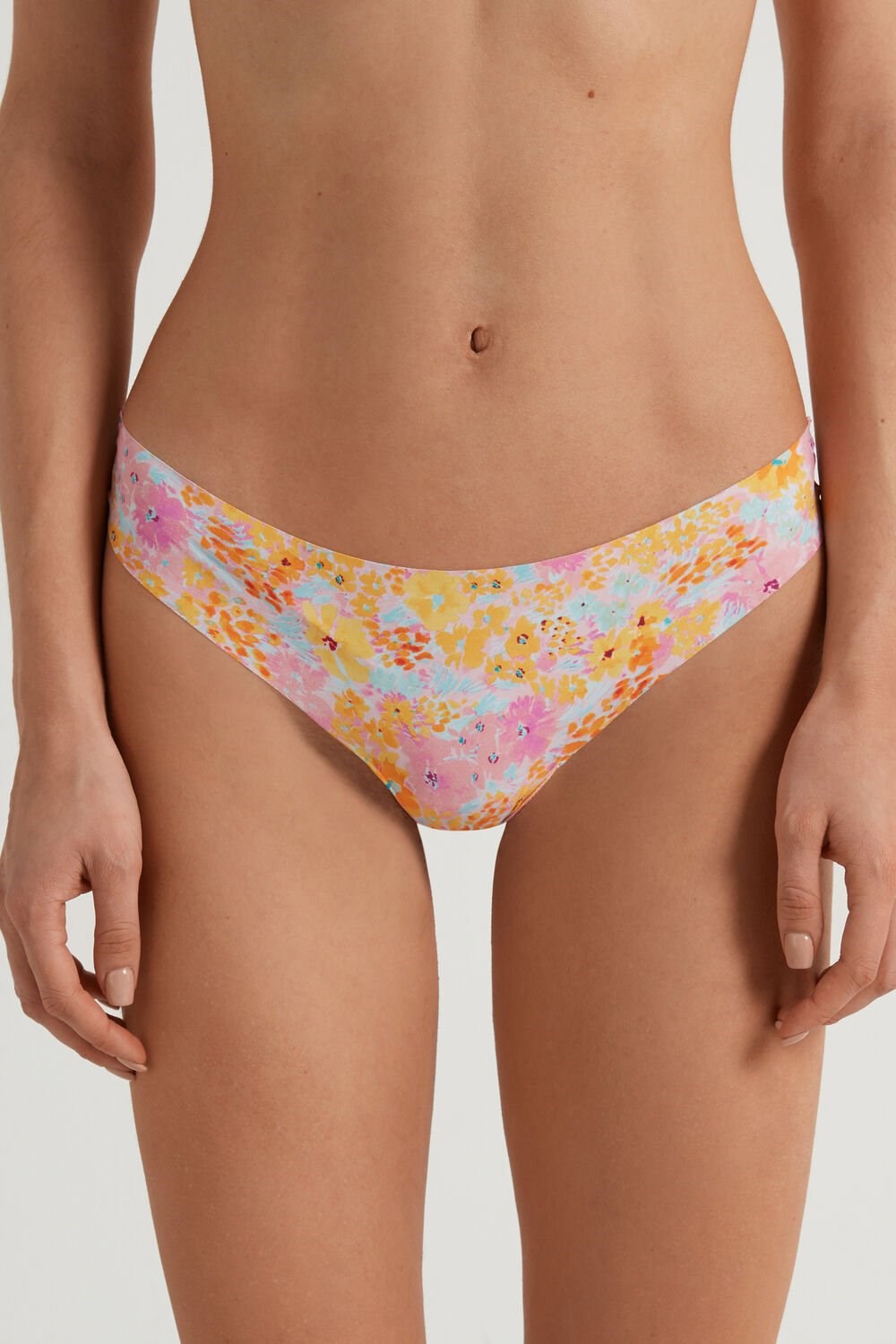 Floral Spring Flowers Print 302v Tezenis Raw Edge Brazilian Brief in Printed Microfiber | 590832-GFQ