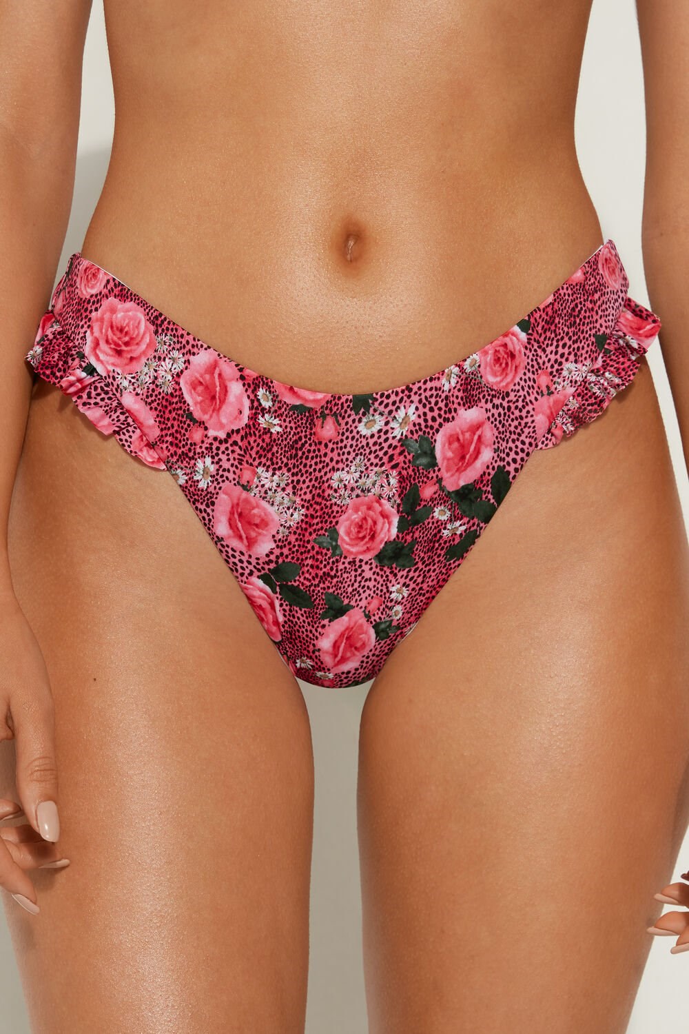 Floral Wild Rose Print 616v Tezenis Wild Roses High-Cut Bikini Bottoms | 283169-IWU