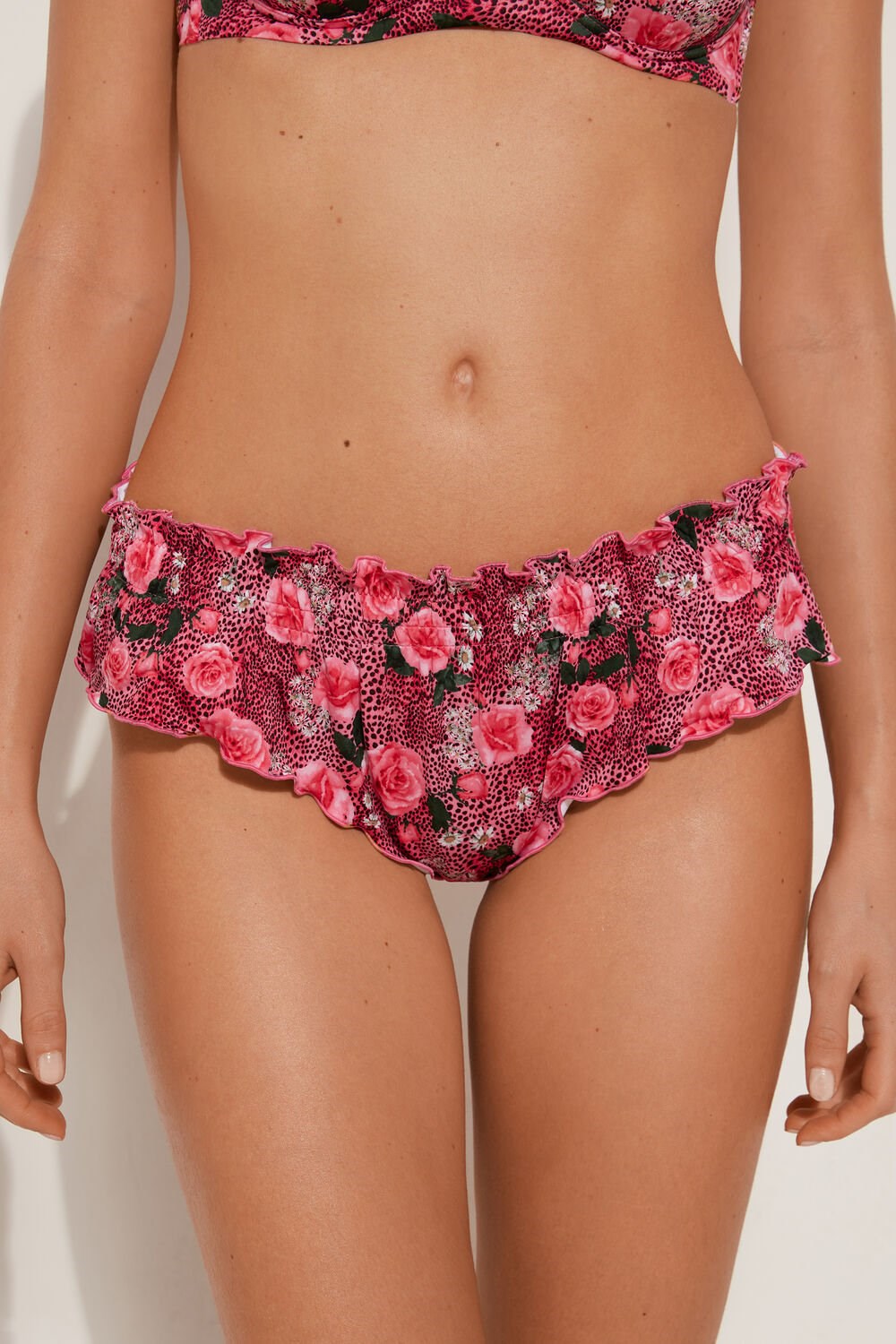 Floral Wild Rose Print 616v Tezenis Wild Roses Hipster Brazilian Bikini Bottoms | 360418-HFX