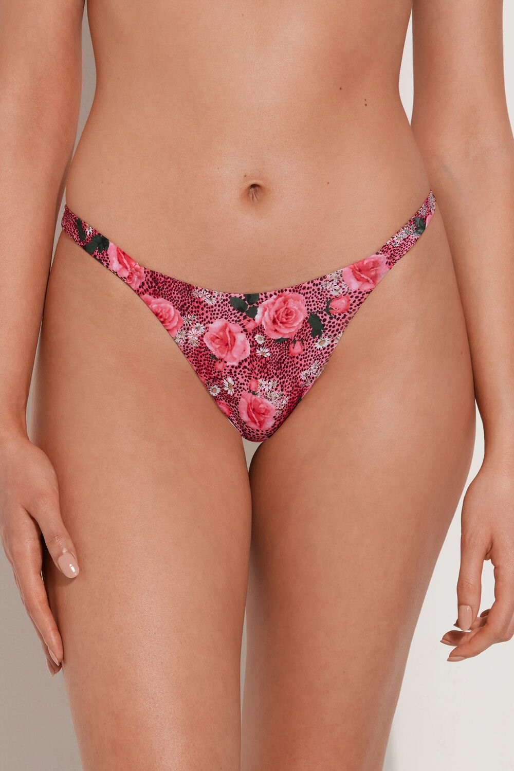 Floral Wild Rose Print 616v Tezenis Wild Roses String Brazilian Bikini Bottoms | 905612-HQN