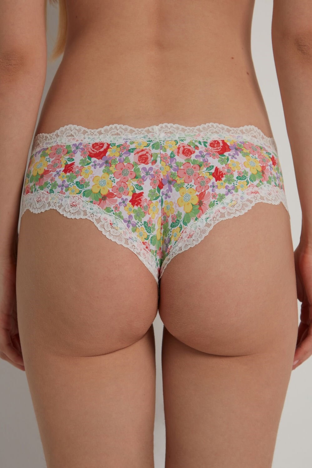 Floral Wildflower Print 294v Tezenis Printed Microfiber and Lace Hipster Brazilian | 732468-SKC