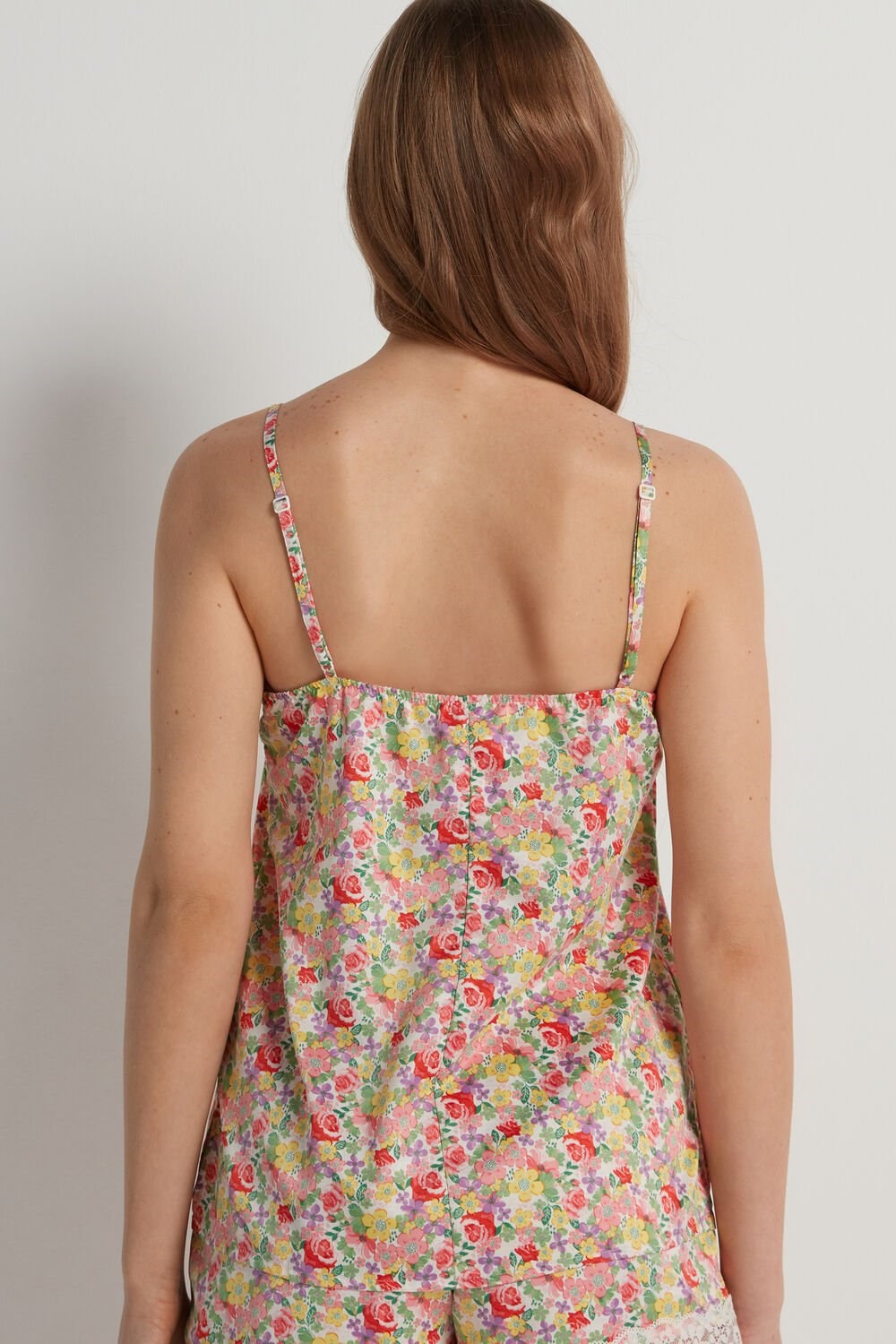 Floral Wildflower Print 294v Tezenis Satin and Lace Tank Top | 032415-SIB