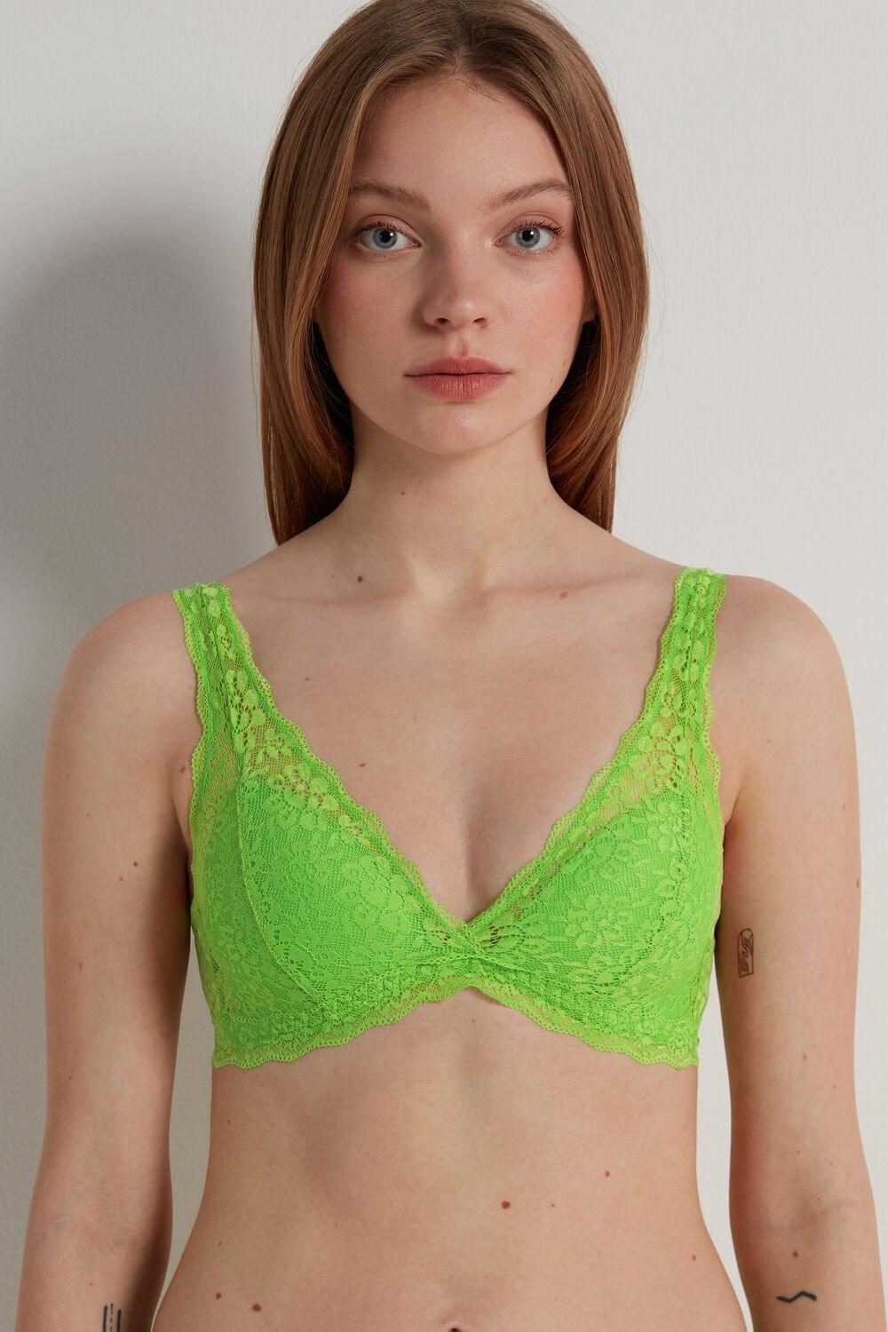 Green Apple Green 308v Tezenis Havana Recycled Lace Triangle Bra | 730418-LIC