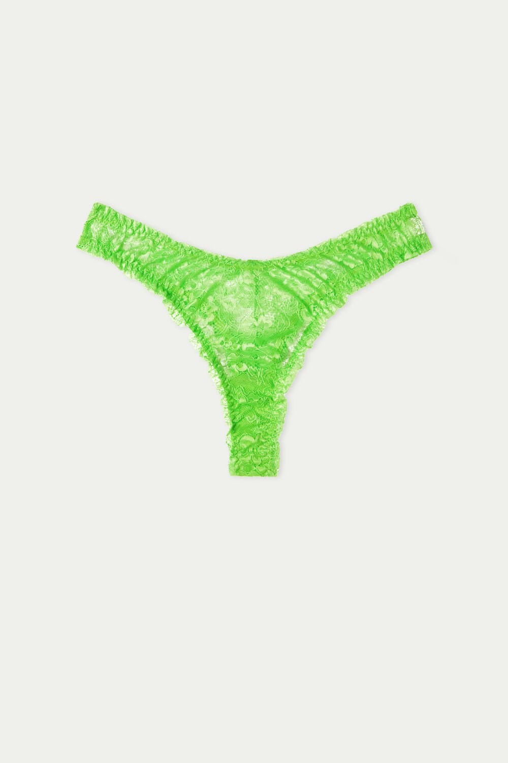 Green Apple Green 308v Tezenis High-Cut Gathered Lace Brazilian Panties | 897546-VMQ