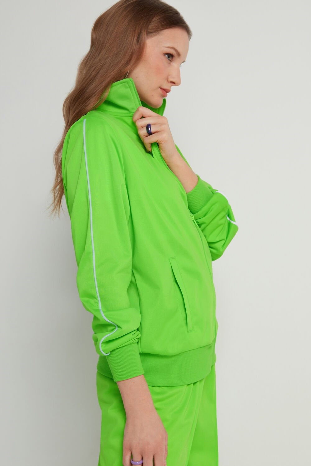 Green Apple Green 308v Tezenis Knit Sweatshirt with Piping | 239067-UME