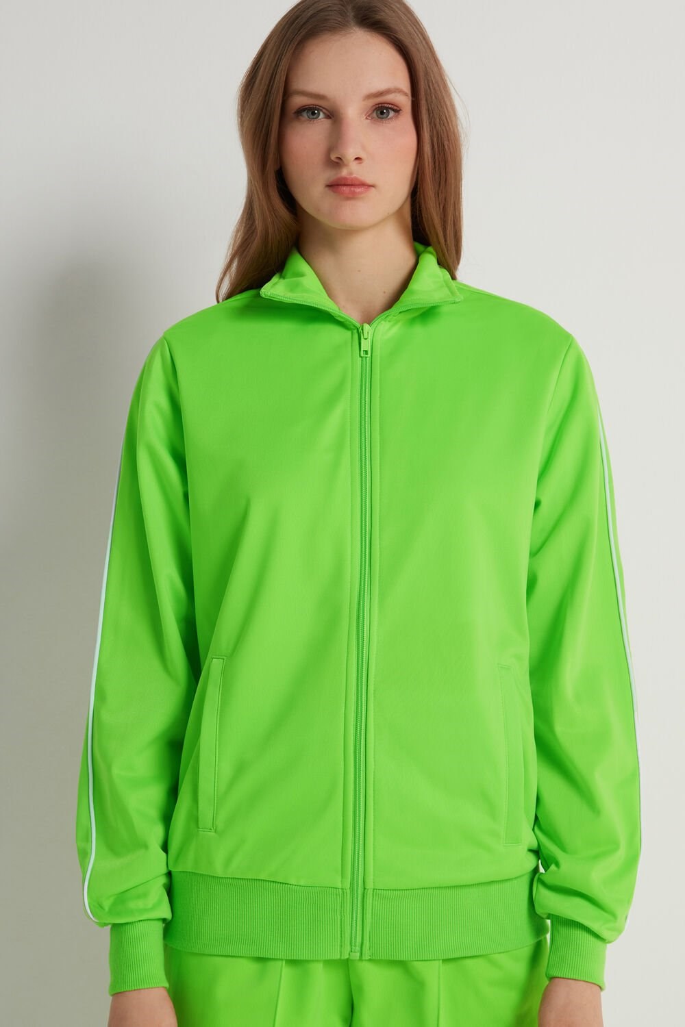 Green Apple Green 308v Tezenis Knit Sweatshirt with Piping | 239067-UME