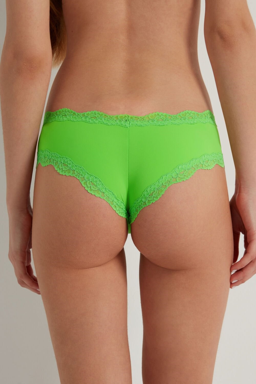 Green Apple Green 308v Tezenis Lace and Microfiber Cheeky Hipster | 879214-PUA