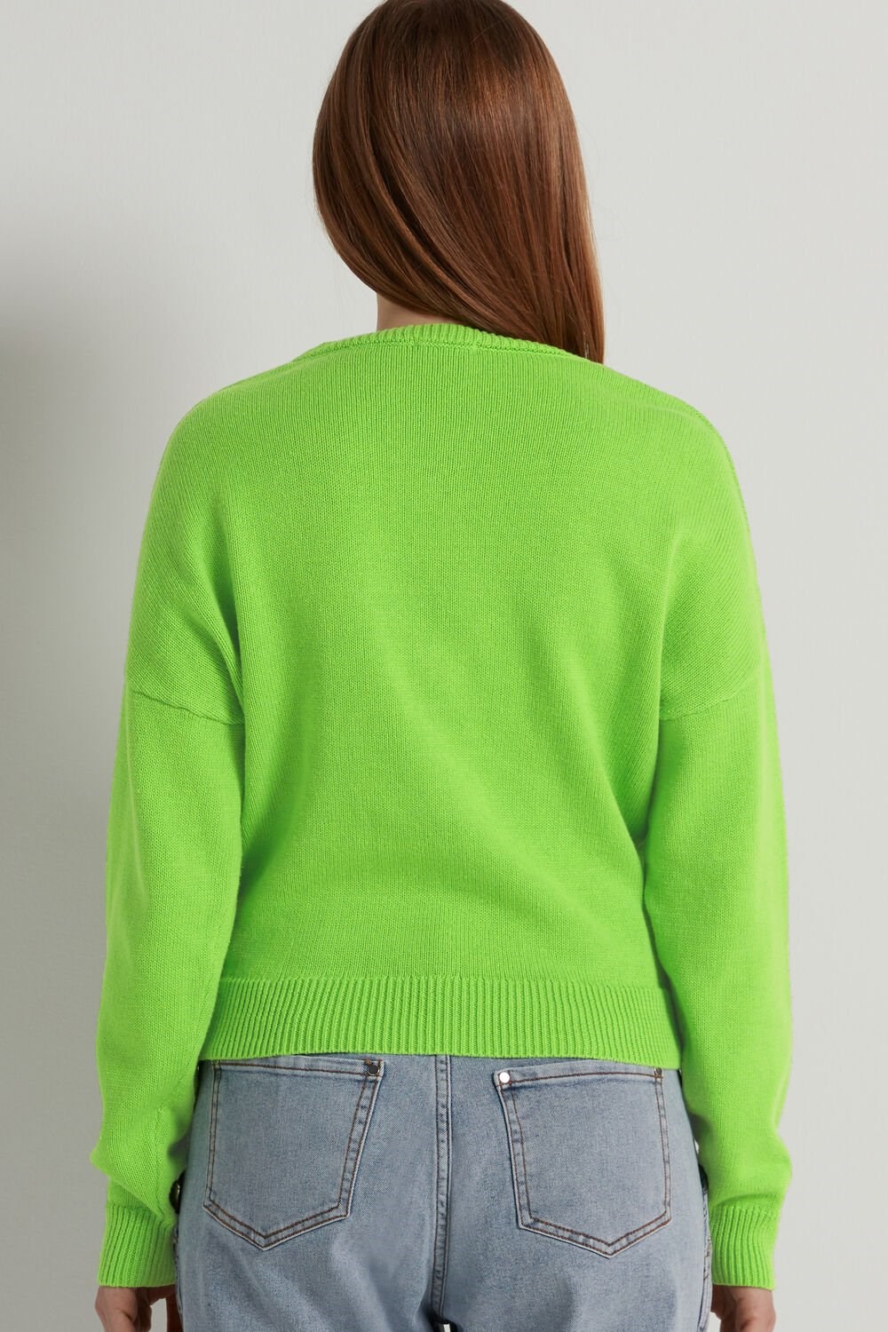 Green Apple Green 308v Tezenis Long Sleeve Crewneck Sweatshirt in Cotton | 072198-MNE