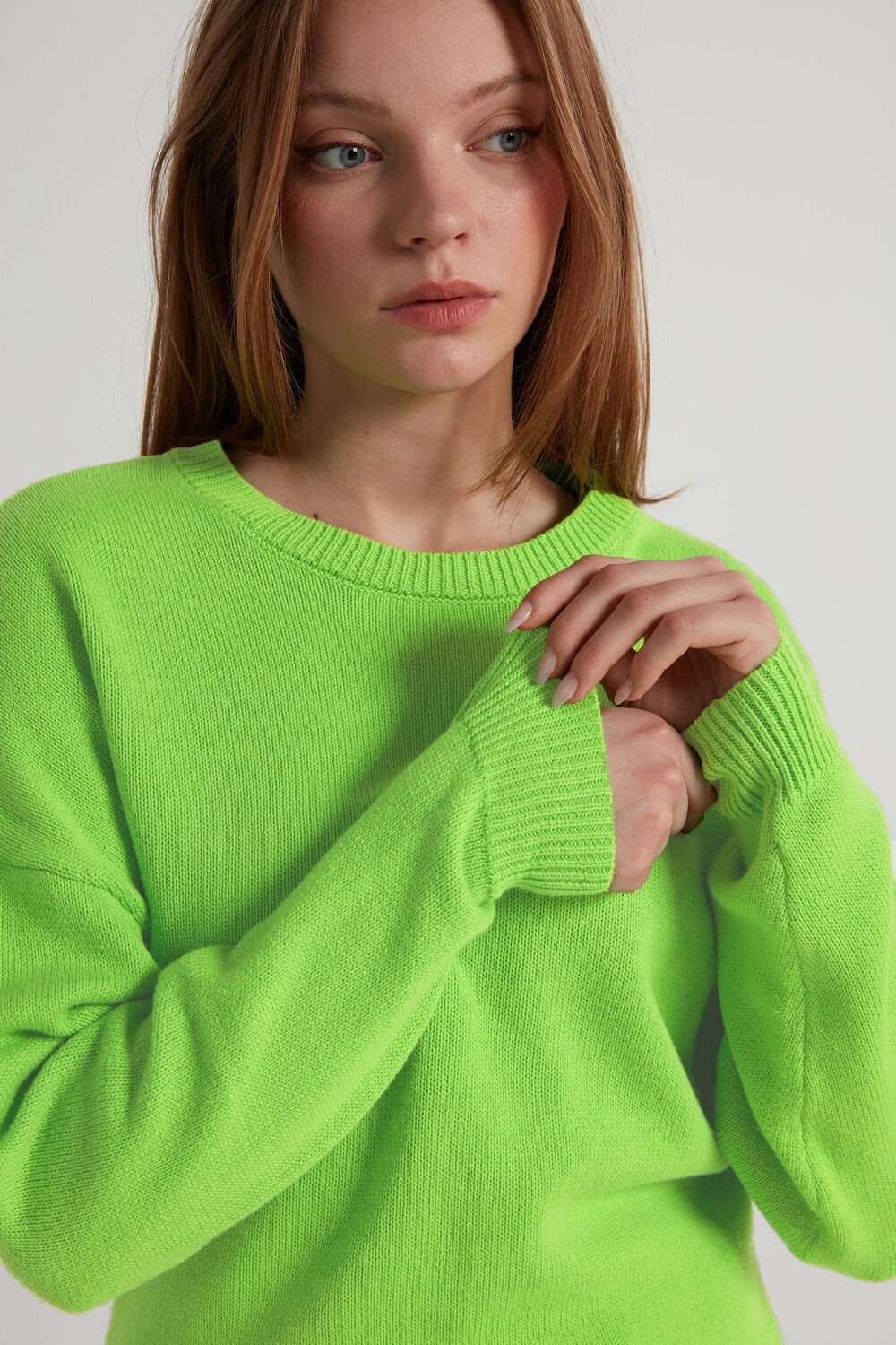 Green Apple Green 308v Tezenis Long Sleeve Crewneck Sweatshirt in Cotton | 072198-MNE