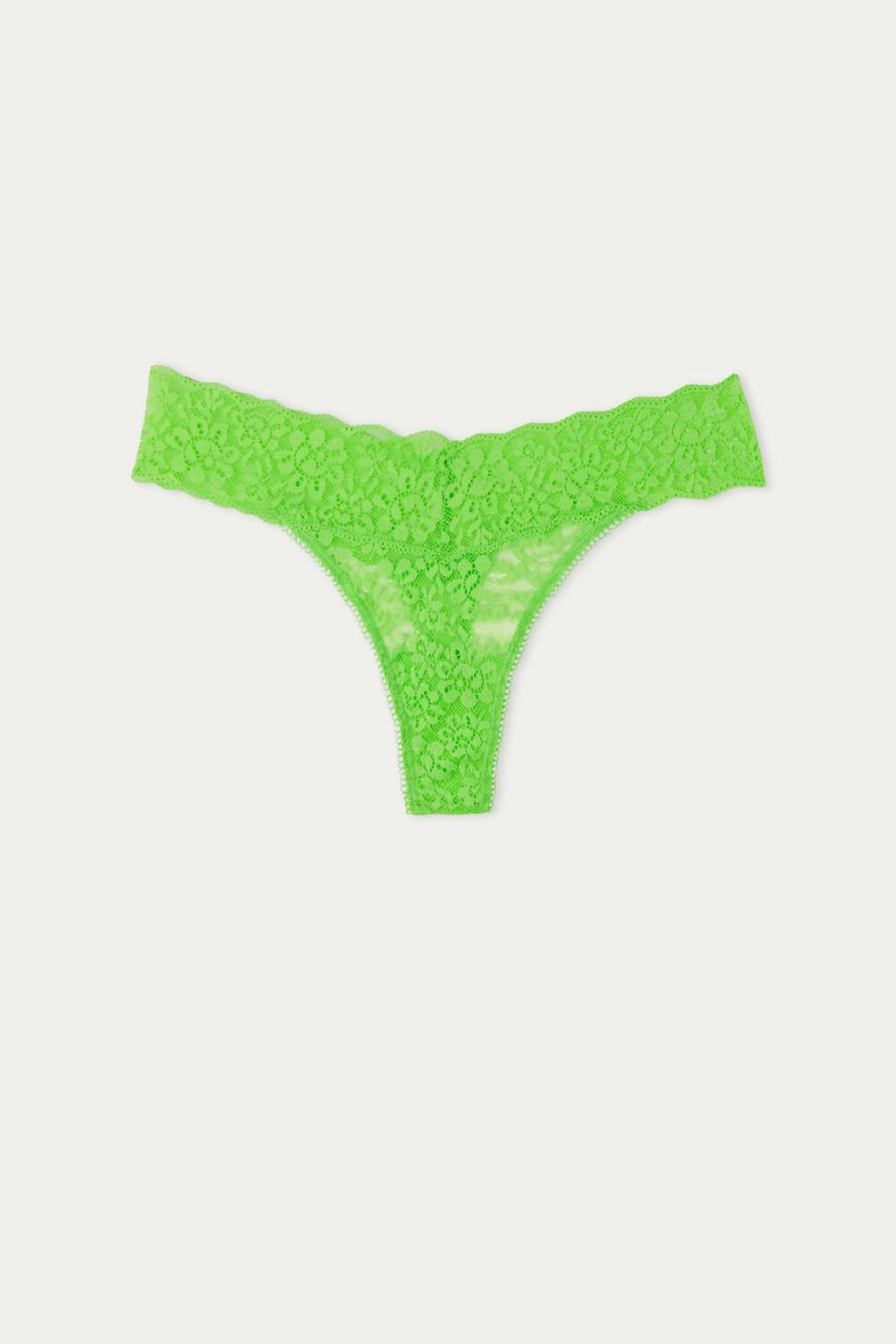 Green Apple Green 308v Tezenis Recycled Lace High-Cut Thong | 082374-DIC