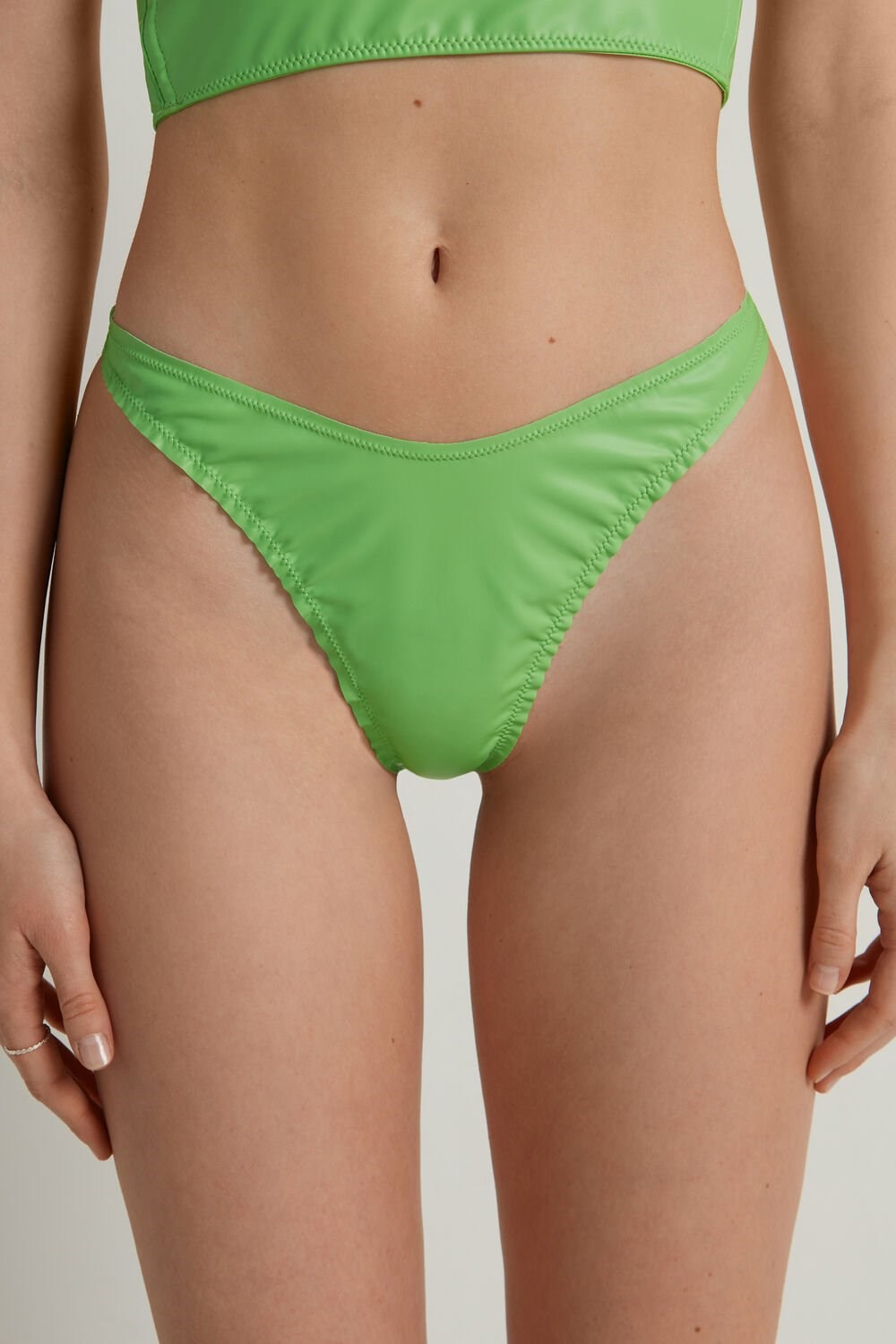 Green Apple Green 308v Tezenis Street Latex High-Cut Thong | 501324-QGK