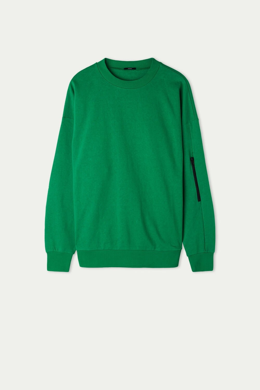 Green Bright Green 436v Tezenis Long Sleeve Crewneck Sweatshirt with Zipper Detail | 705839-YCG